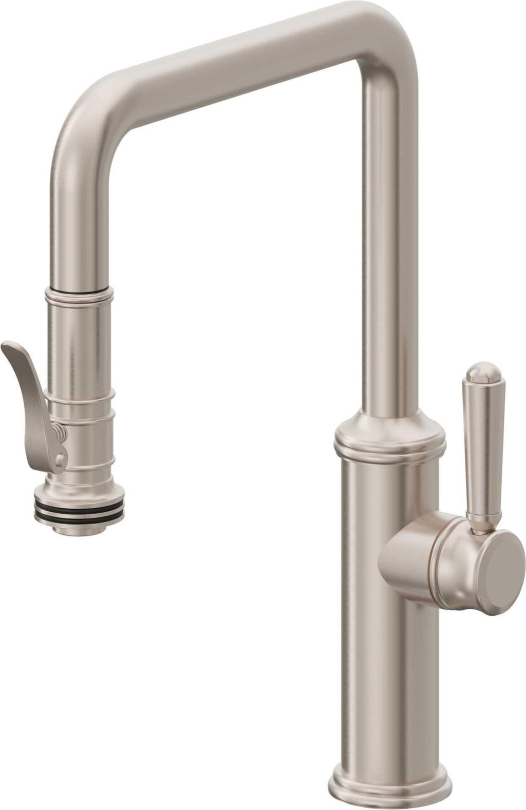 California Faucets Davoli Llave de Cocina Extraíble Tradicional - Surtidor Quad - Níquel Satinado