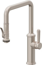 California Faucets Davoli Llave de Cocina Extraíble Tradicional - Surtidor Quad - Níquel Satinado