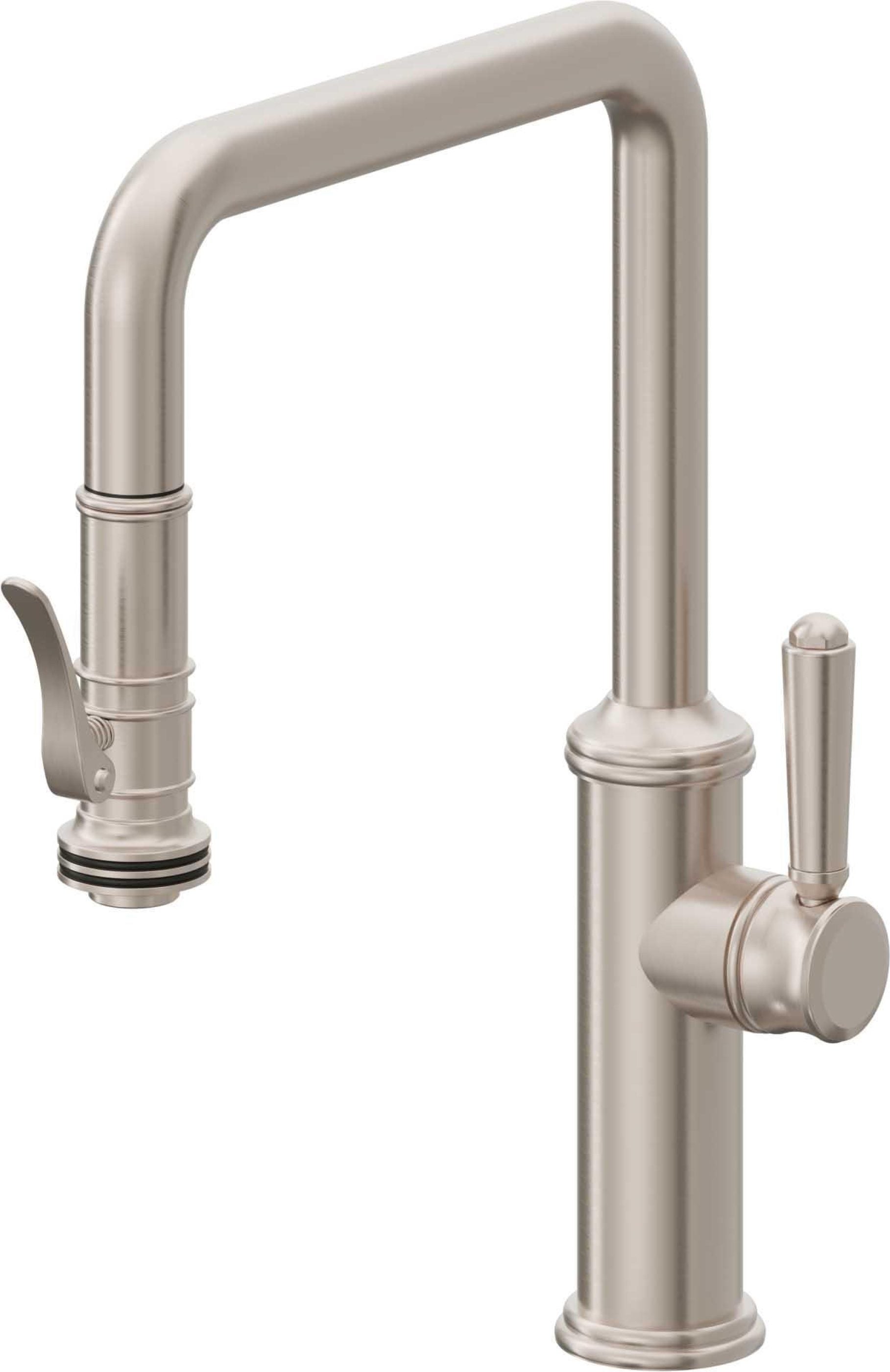 California Faucets Davoli Llave de Cocina Extraíble Tradicional - Surtidor Quad - Níquel Satinado