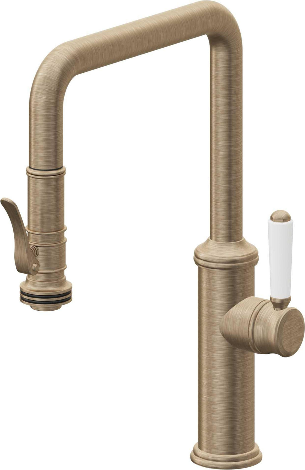 California Faucets Davoli Llave de Cocina Extraíble Tradicional - Surtidor Quad - Latón Antiguo Mate