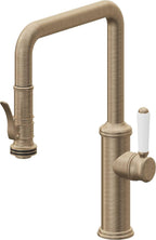 California Faucets Davoli Llave de Cocina Extraíble Tradicional - Surtidor Quad - Latón Antiguo Mate