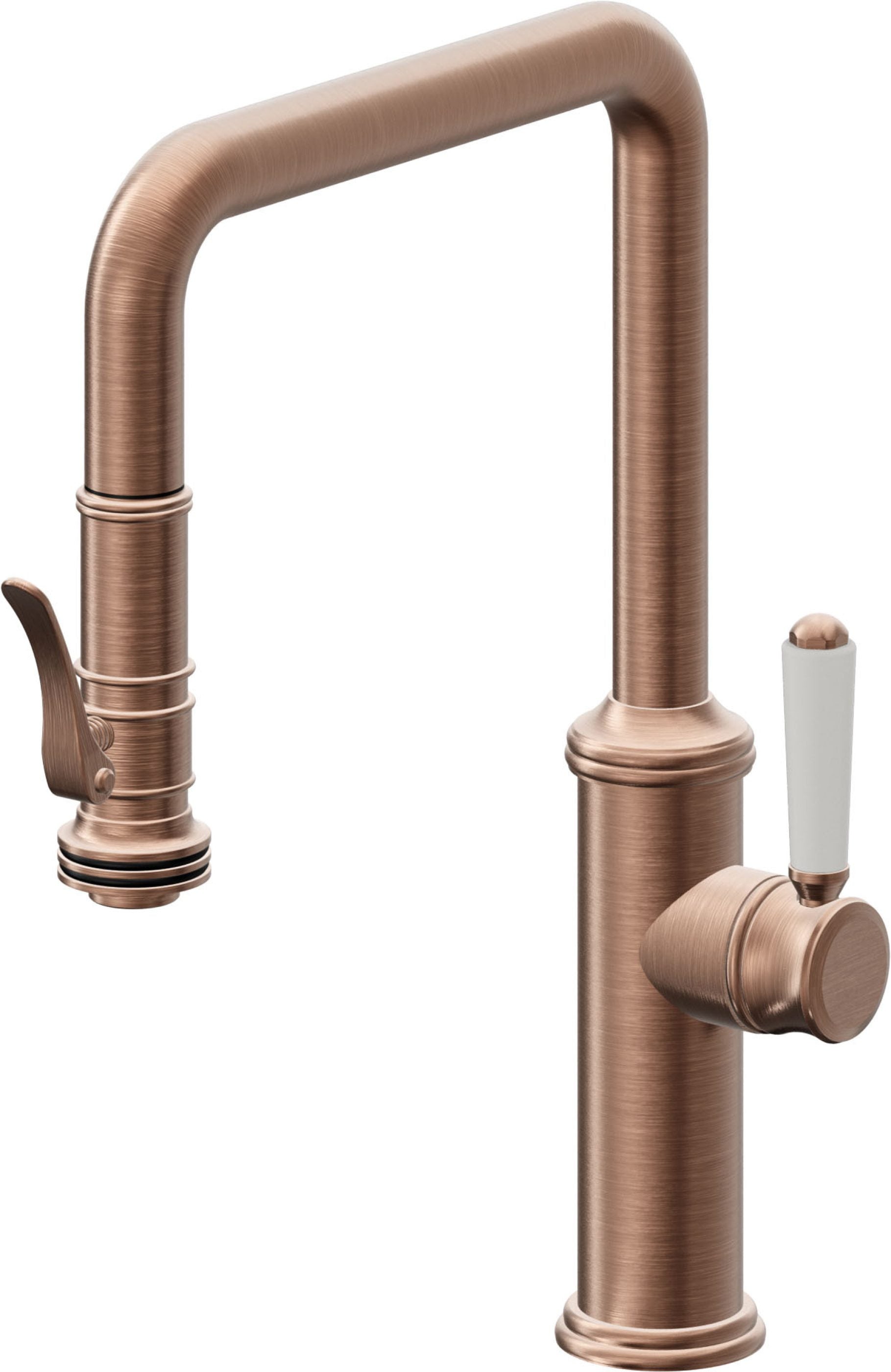 California Faucets Davoli Llave de Cocina Extraíble Tradicional - Surtidor Quad - Cobre Antiguo Mate