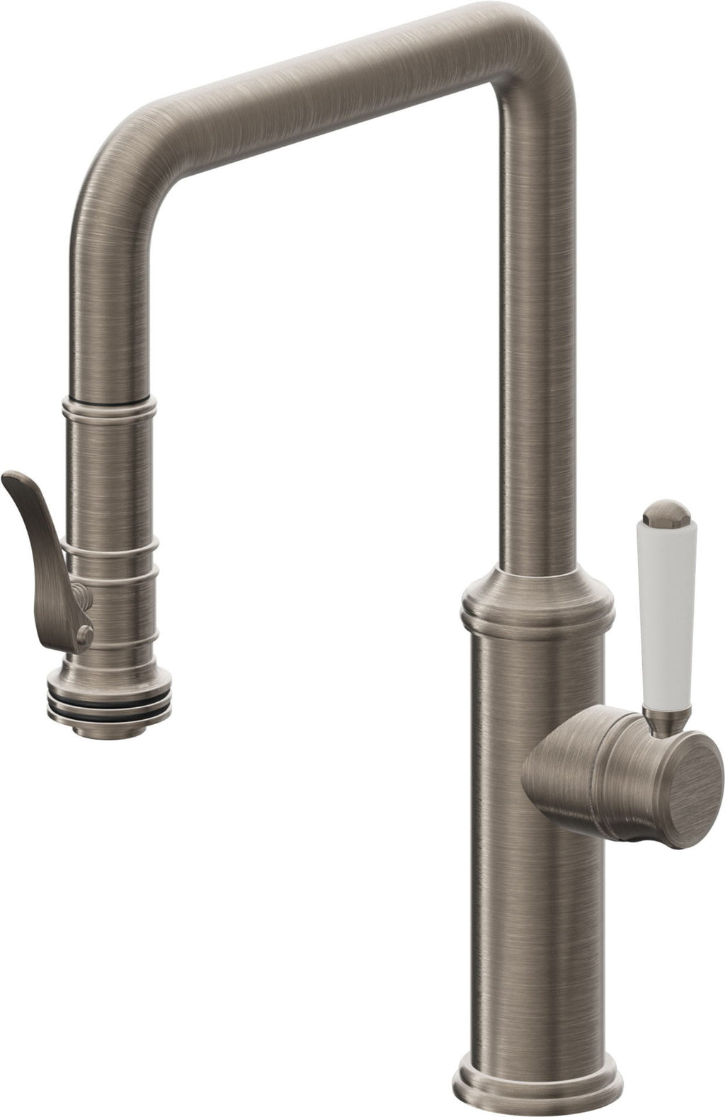 California Faucets Davoli Llave de Cocina Extraíble Tradicional - Surtidor Quad - Níquel Antiguo Mate