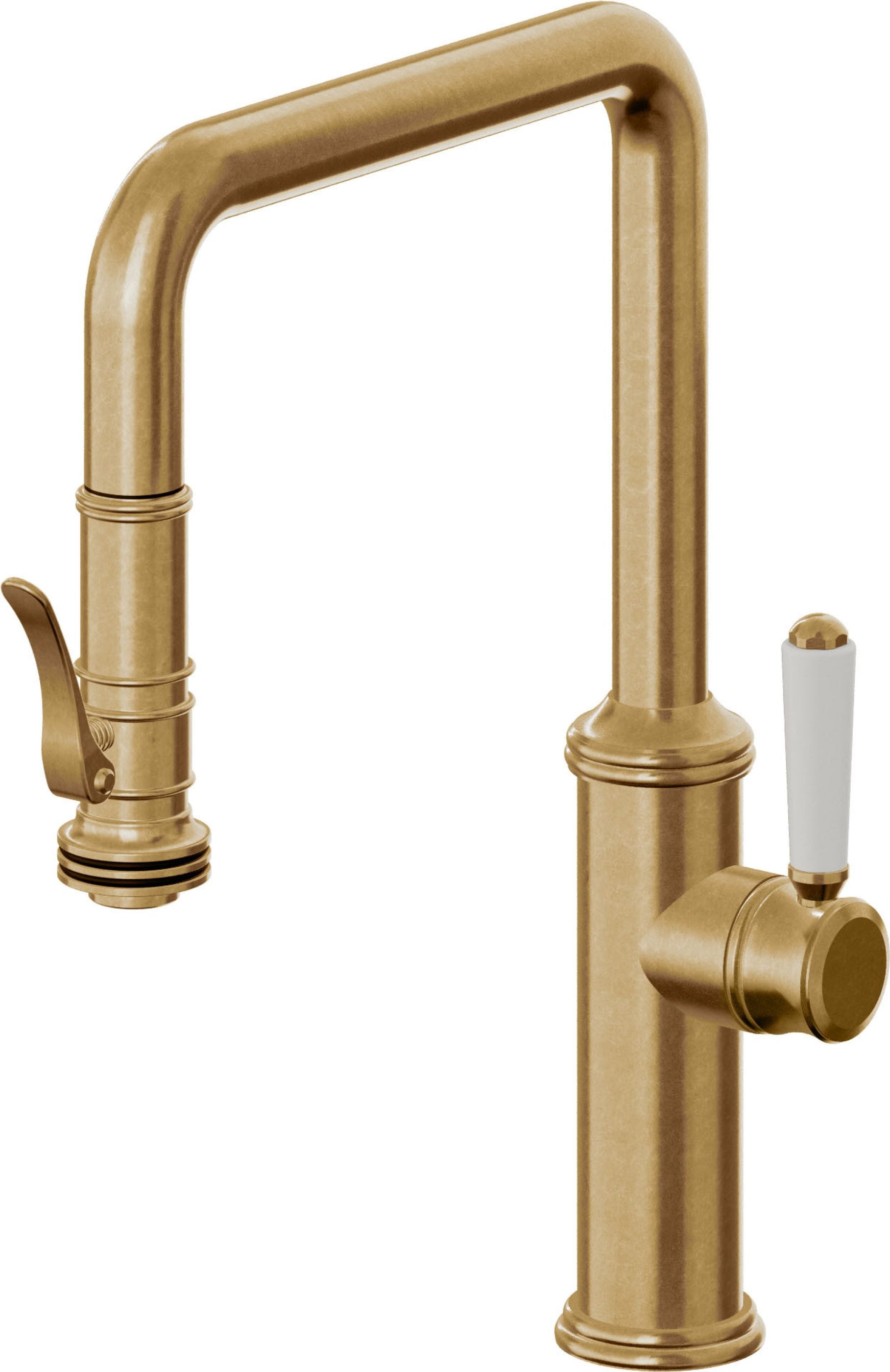 California Faucets Davoli Llave de Cocina Extraíble Tradicional - Surtidor Quad - Latón Bruñido