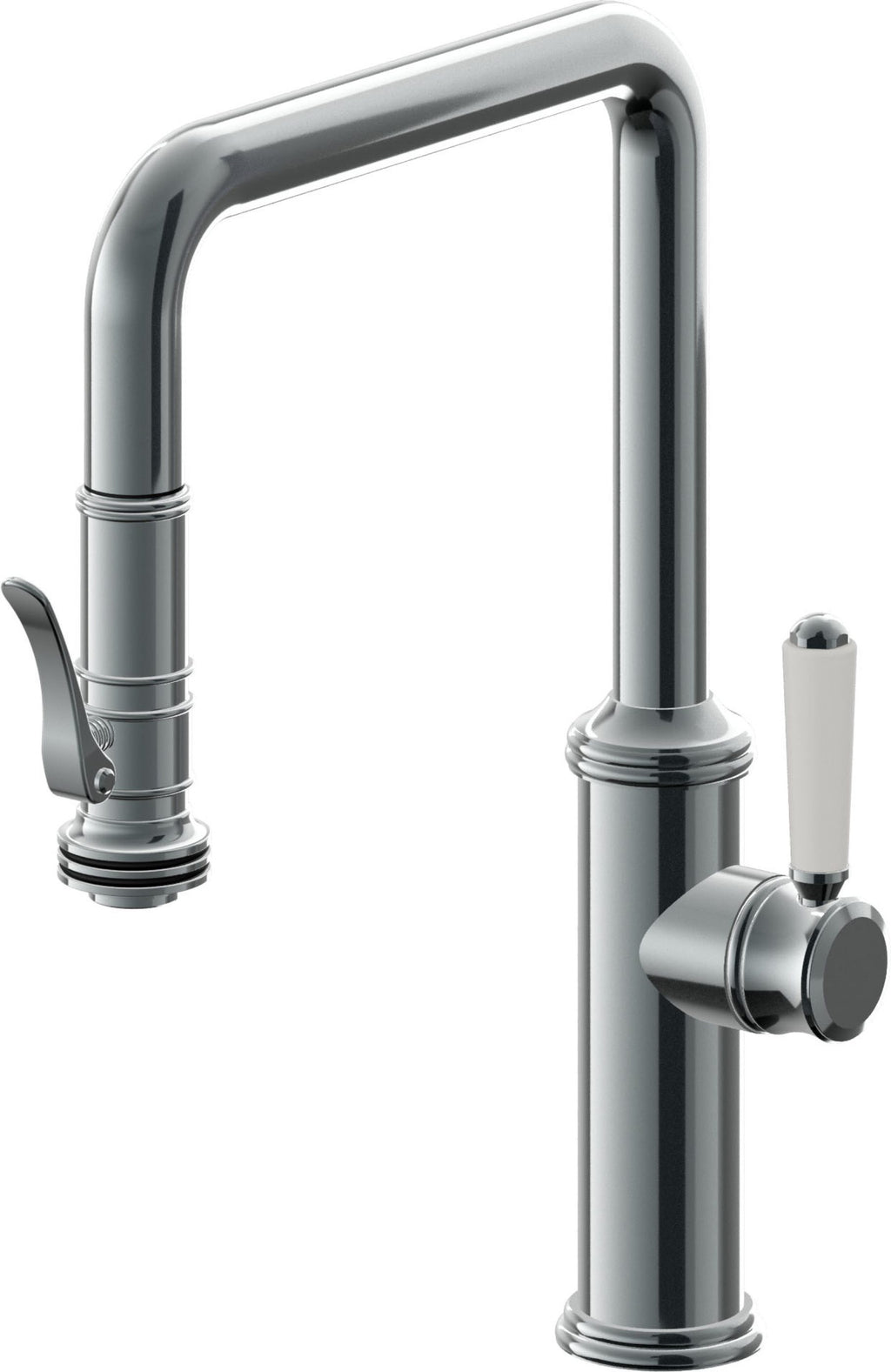 California Faucets Davoli Llave de Cocina Extraíble Tradicional - Surtidor Quad - Níquel Negro