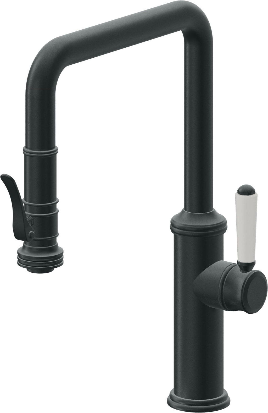 California Faucets Davoli Llave de Cocina Extraíble Tradicional - Surtidor Quad - Carbón