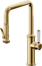 California Faucets Davoli Llave de Cocina Extraíble Tradicional - Surtidor Quad - Oro Francés