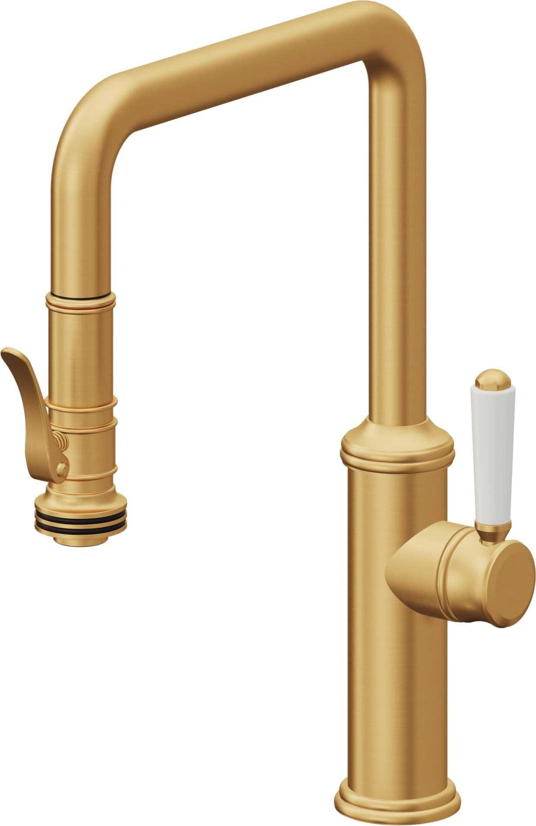 California Faucets Davoli Llave de Cocina Extraíble Tradicional - Surtidor Quad - Oro Satinado de por Vida