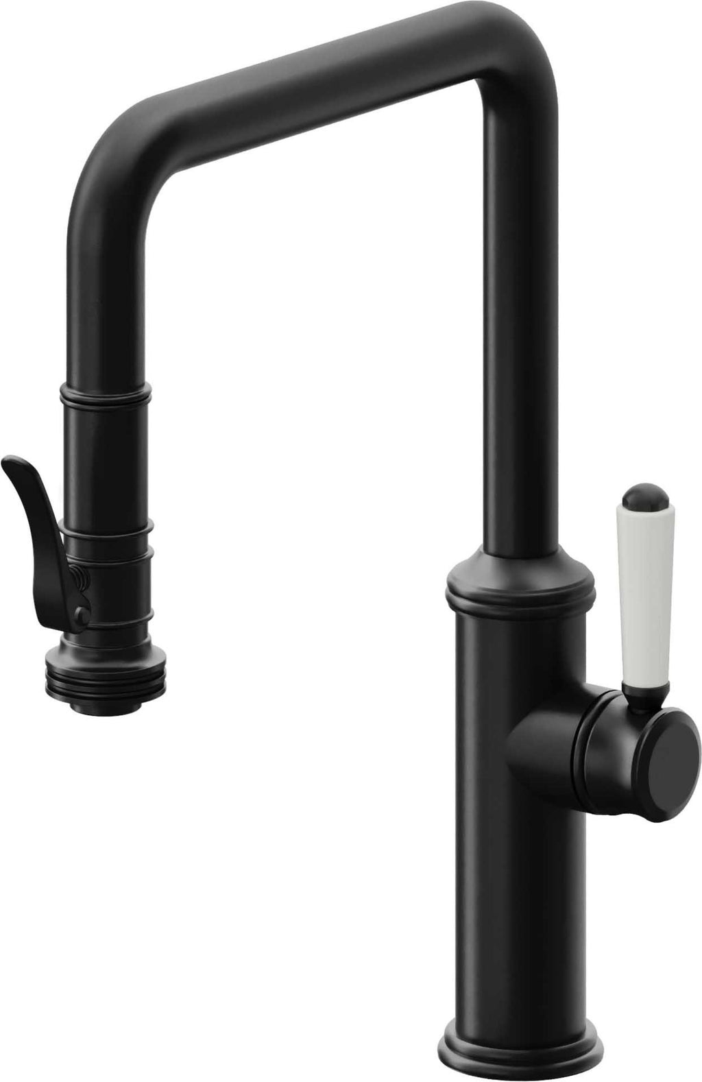 California Faucets Davoli Llave de Cocina Extraíble Tradicional - Surtidor Quad - Negro Mate