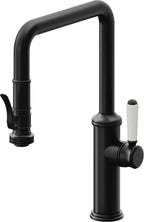 California Faucets Davoli Llave de Cocina Extraíble Tradicional - Surtidor Quad - Negro Mate