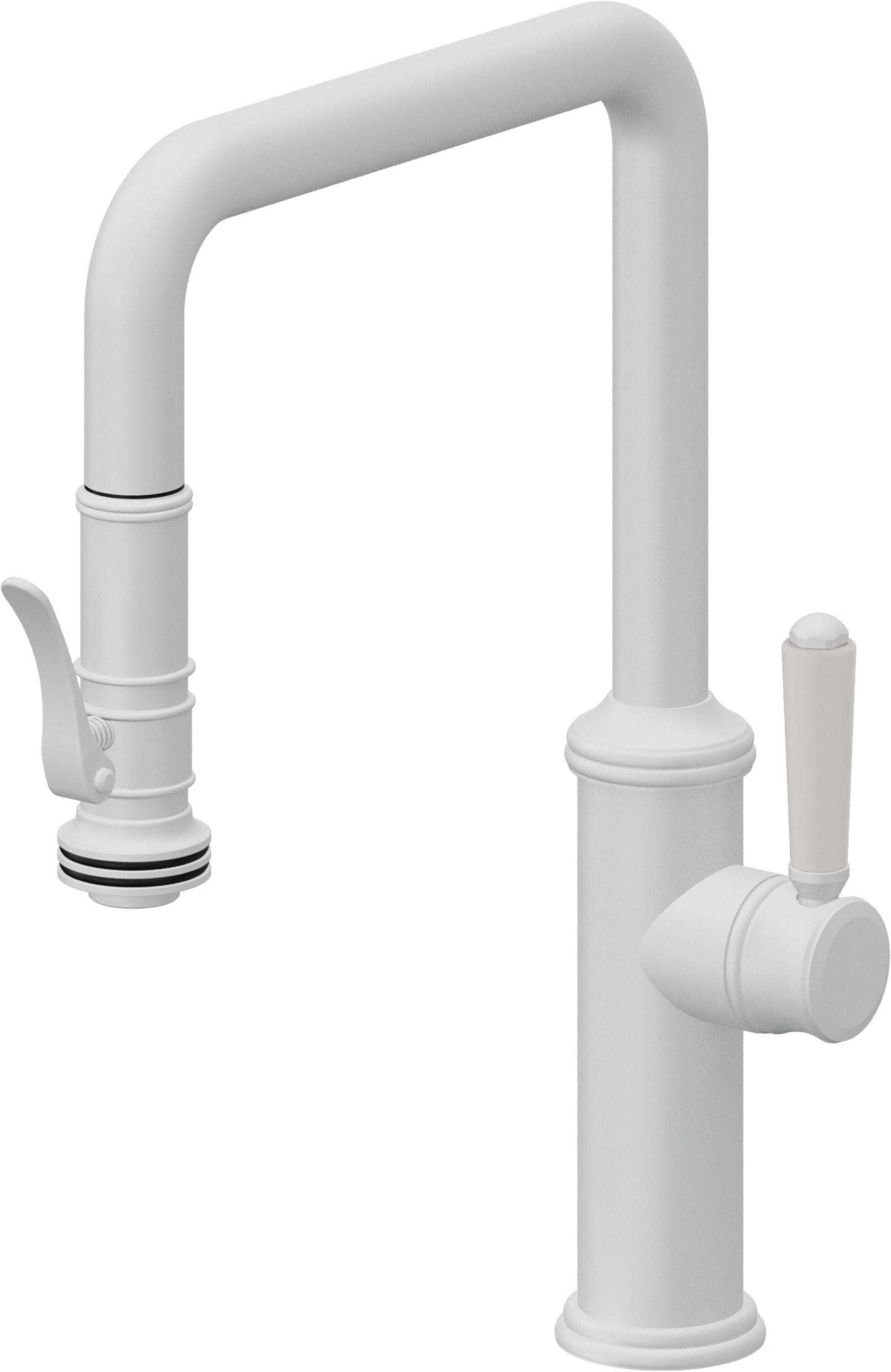 California Faucets Davoli Llave de Cocina Extraíble Tradicional - Surtidor Quad - Blanco Mate