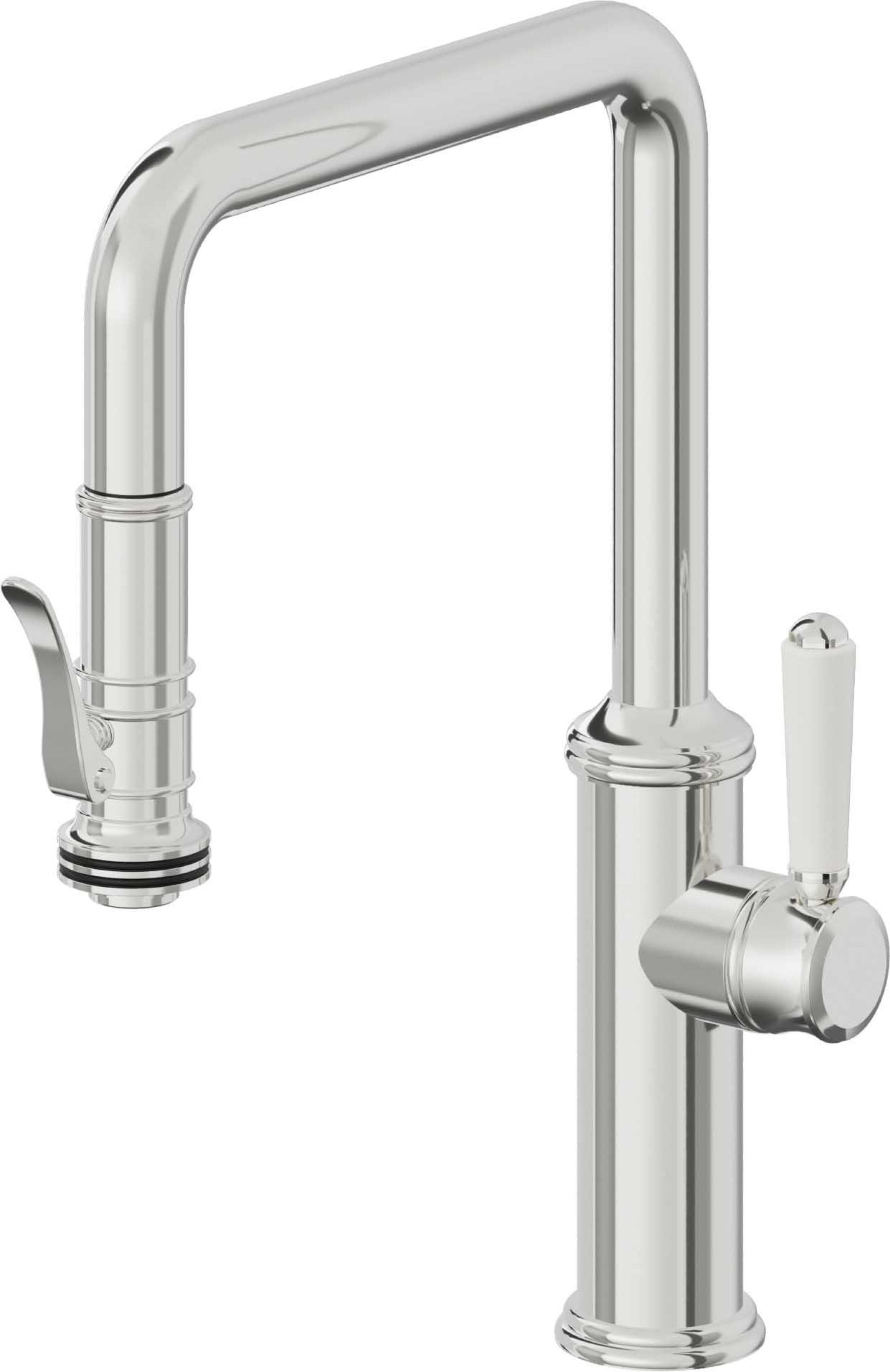 California Faucets Davoli Llave de Cocina Extraíble Tradicional - Surtidor Quad - Cromo Pulido