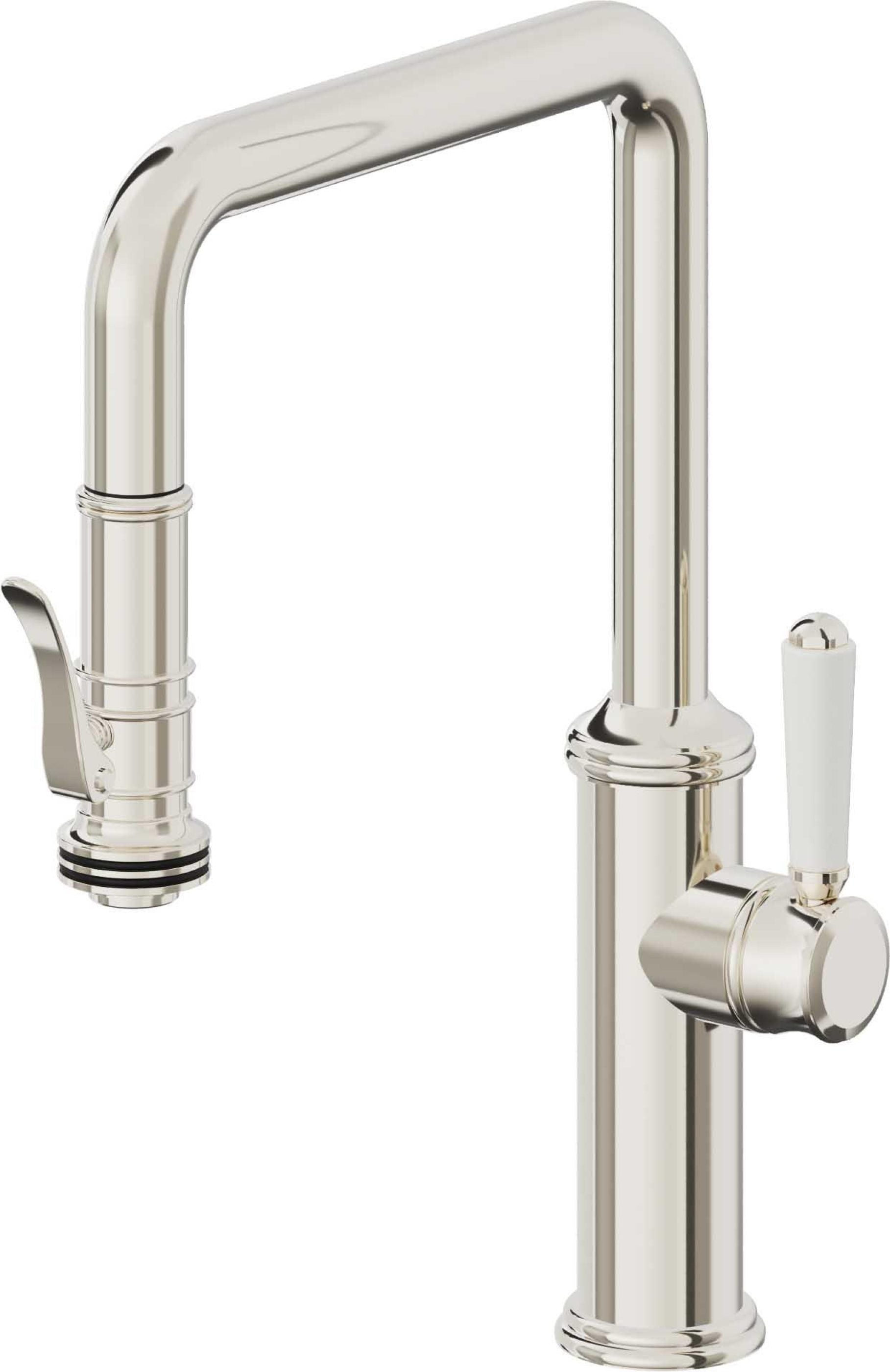 California Faucets Davoli Llave de Cocina Extraíble Tradicional - Surtidor Quad - Níquel Pulido