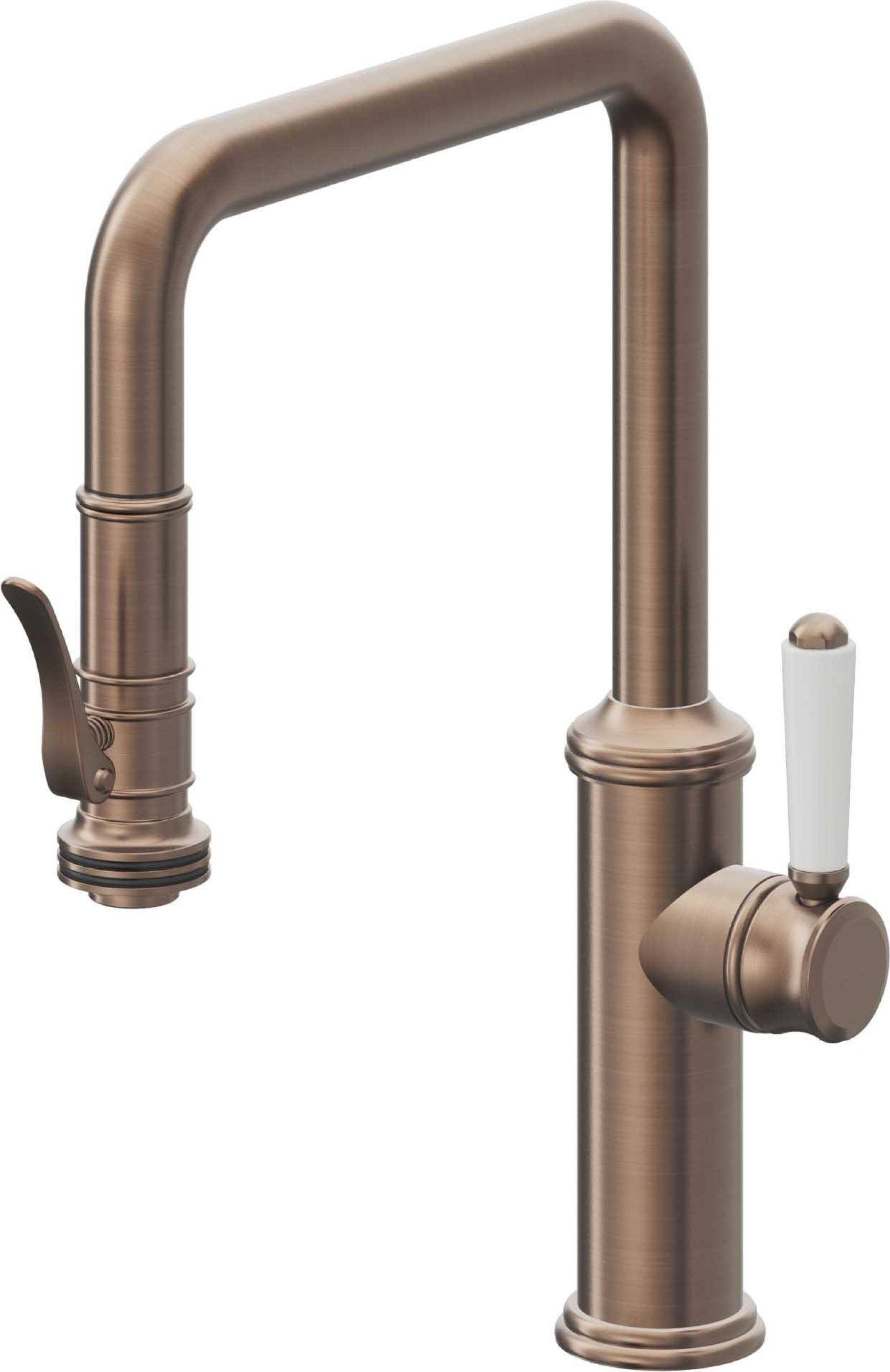 California Faucets Davoli Llave de Cocina Extraíble Tradicional - Surtidor Quad - Bronce Satinado