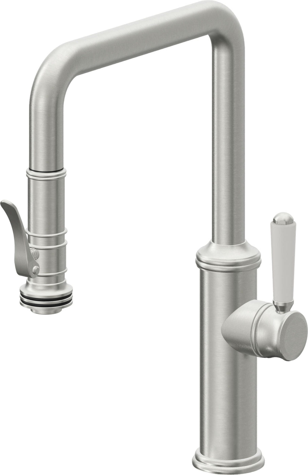 California Faucets Davoli Llave de Cocina Extraíble Tradicional - Surtidor Quad - Cromo Satinado