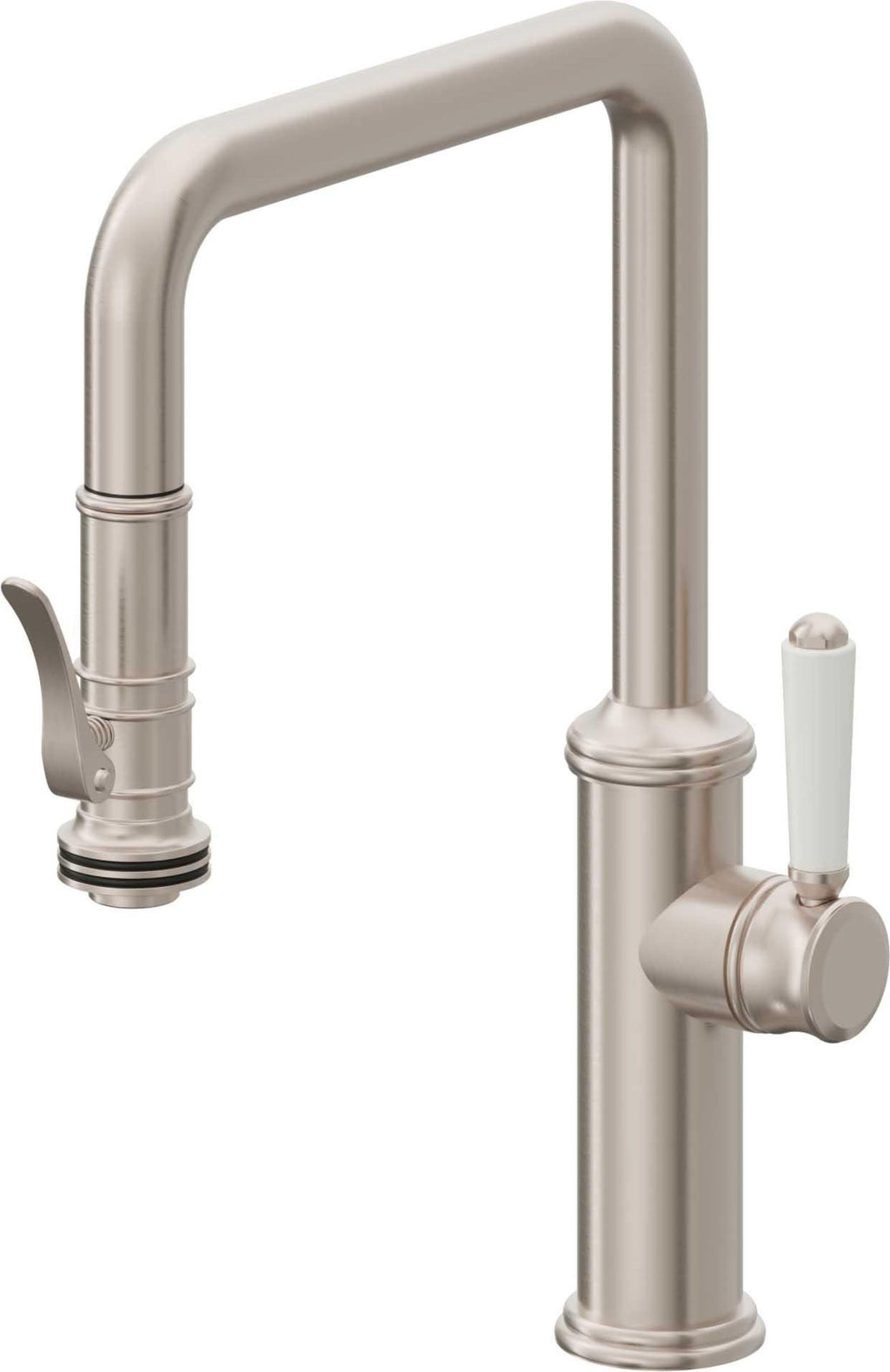 California Faucets Davoli Llave de Cocina Extraíble Tradicional - Surtidor Quad - Níquel Satinado