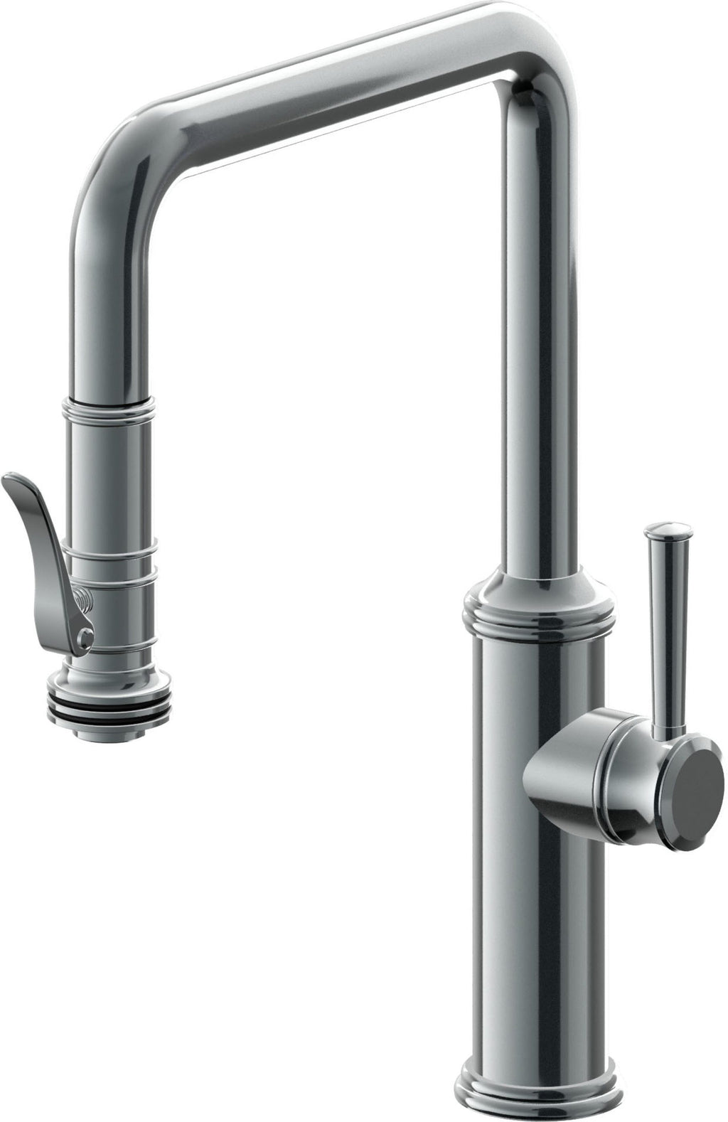 California Faucets Davoli Llave de Cocina Extraíble Tradicional - Surtidor Quad - Níquel Negro