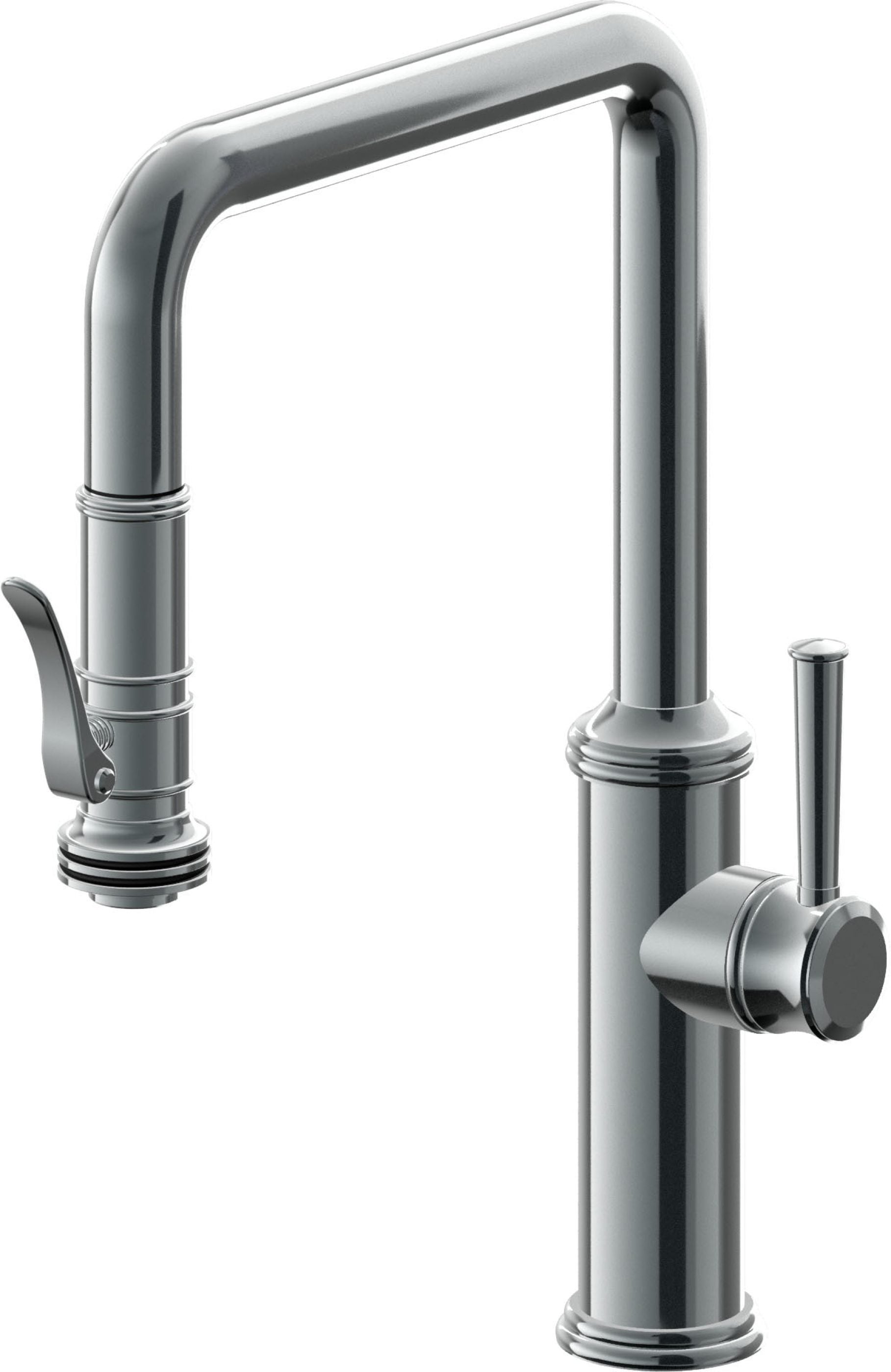 California Faucets Davoli Llave de Cocina Extraíble Tradicional - Surtidor Quad - Níquel Negro