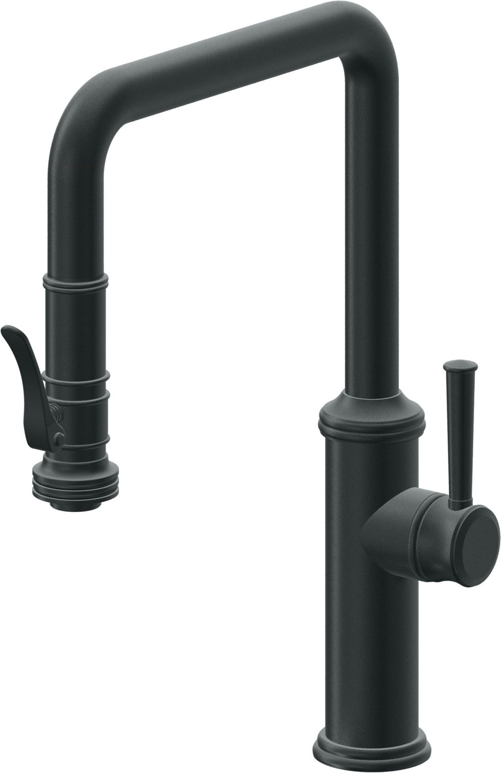California Faucets Davoli Llave de Cocina Extraíble Tradicional - Surtidor Quad - Carbón