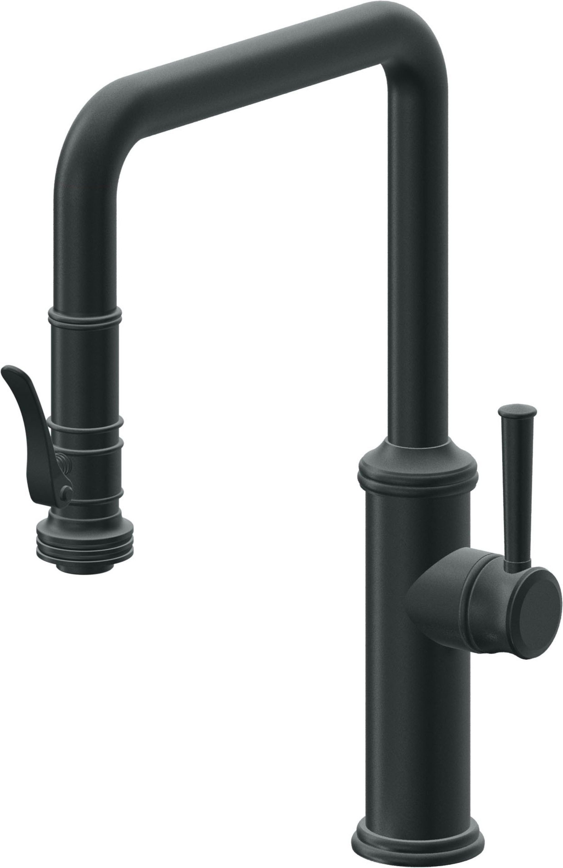 California Faucets Davoli Llave de Cocina Extraíble Tradicional - Surtidor Quad - Carbón