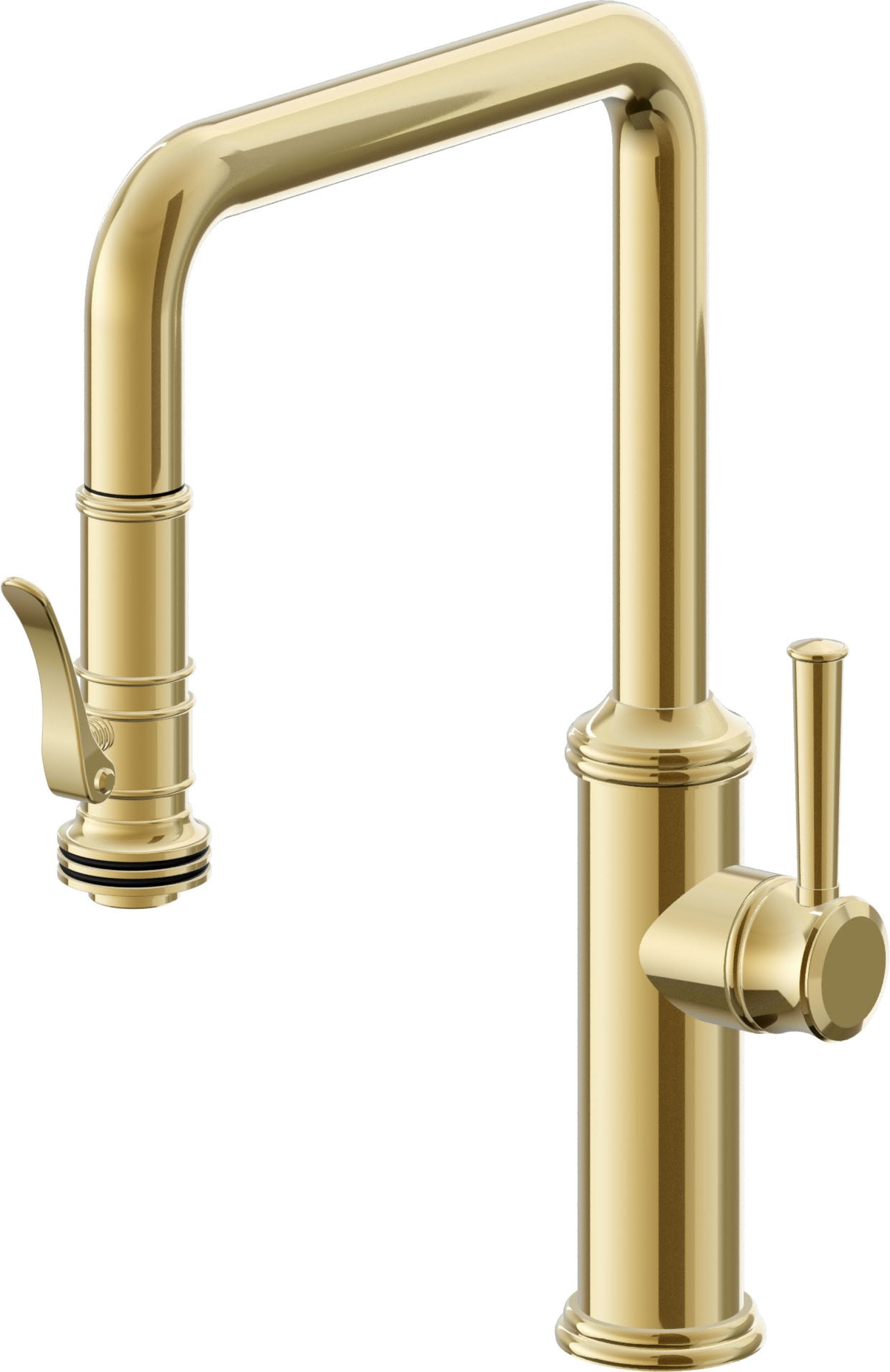 California Faucets Davoli Llave de Cocina Extraíble Tradicional - Surtidor Quad - Oro Pulido de por Vida