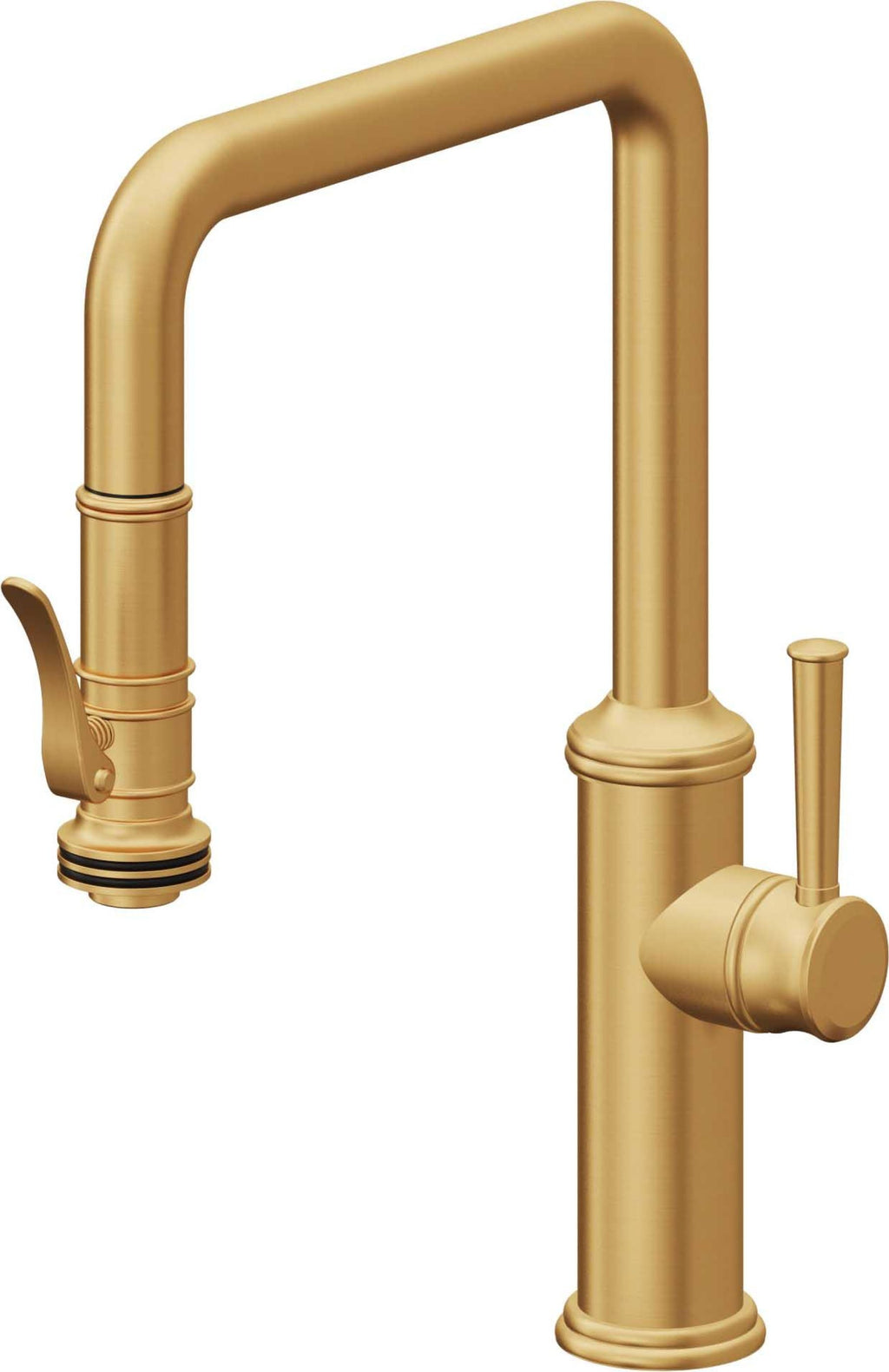California Faucets Davoli Llave de Cocina Extraíble Tradicional - Surtidor Quad - Oro Satinado de por Vida