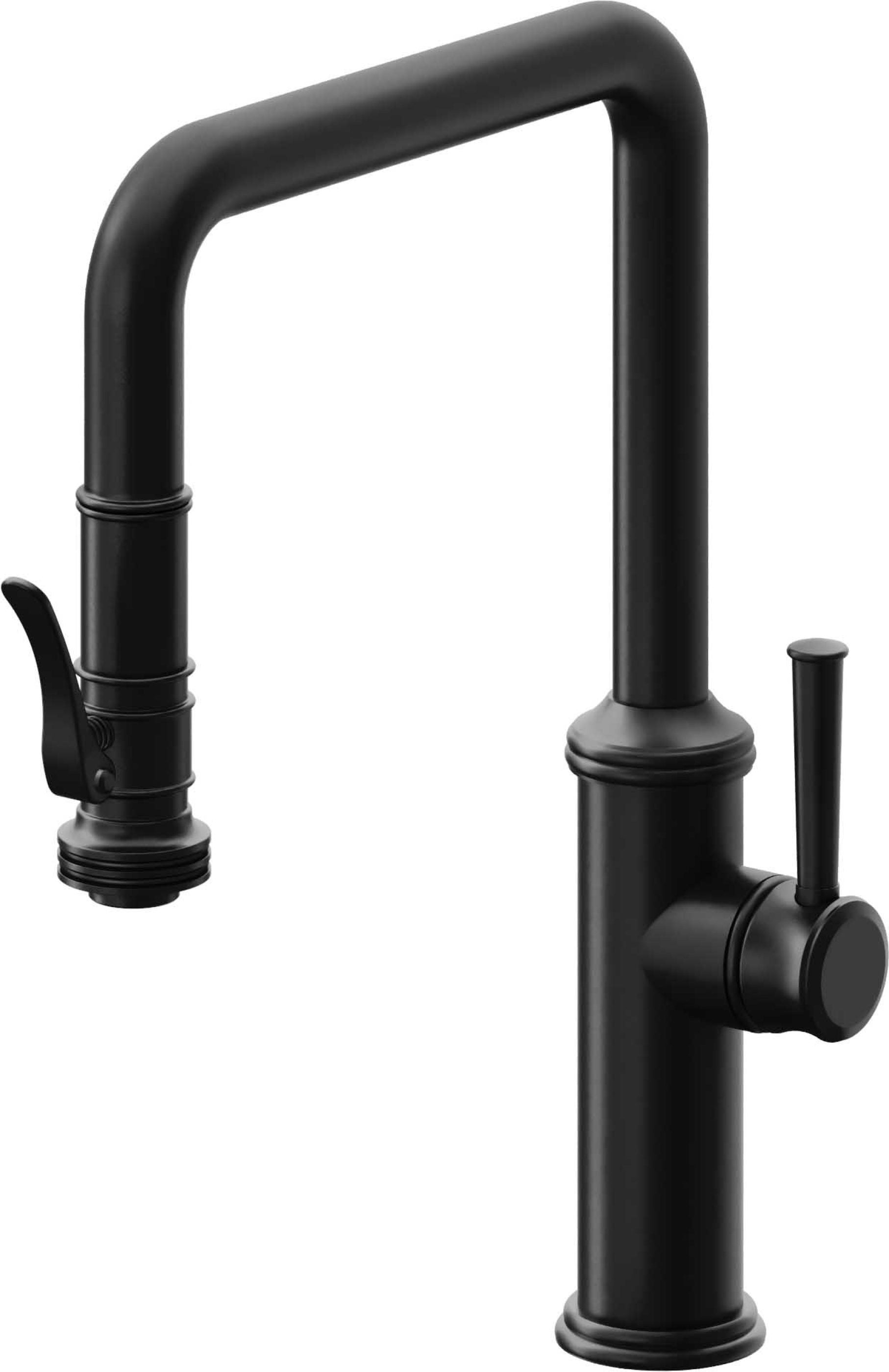 California Faucets Davoli Llave de Cocina Extraíble Tradicional - Surtidor Quad - Negro Mate