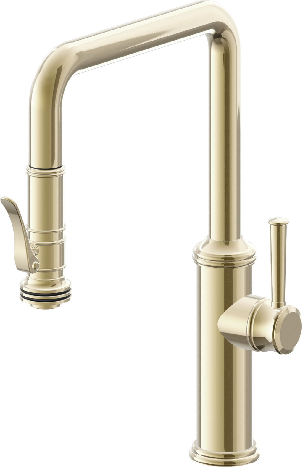 California Faucets Davoli Llave de Cocina Extraíble Tradicional - Surtidor Quad - Latón Pulido
