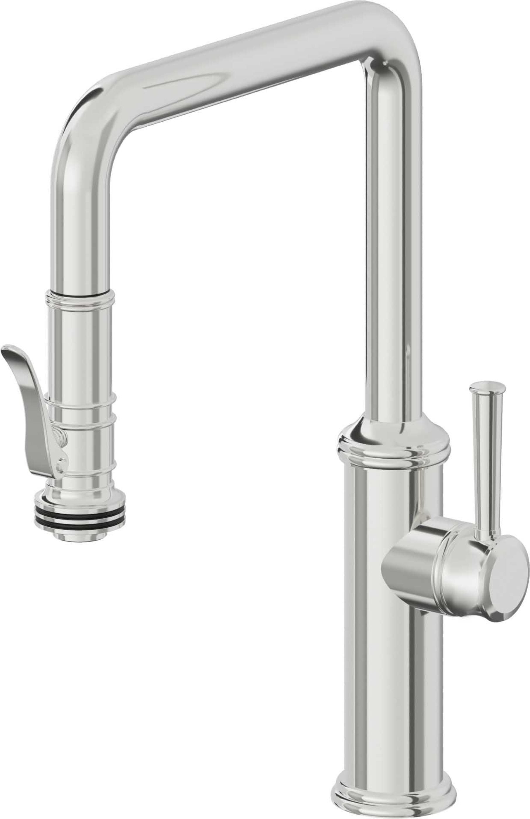 California Faucets Davoli Llave de Cocina Extraíble Tradicional - Surtidor Quad - Cromo Pulido