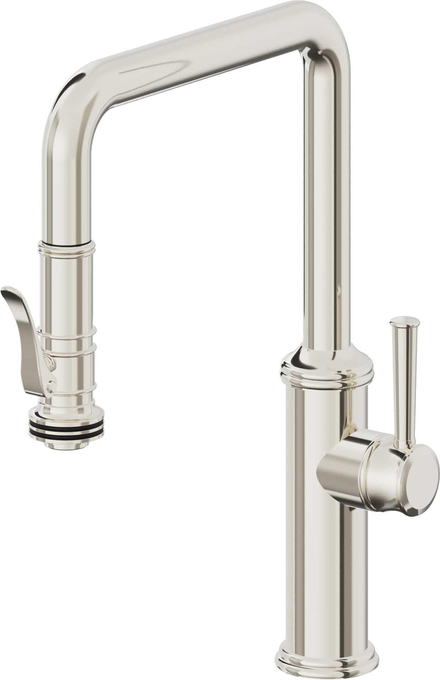 California Faucets Davoli Llave de Cocina Extraíble Tradicional - Surtidor Quad - Níquel Pulido