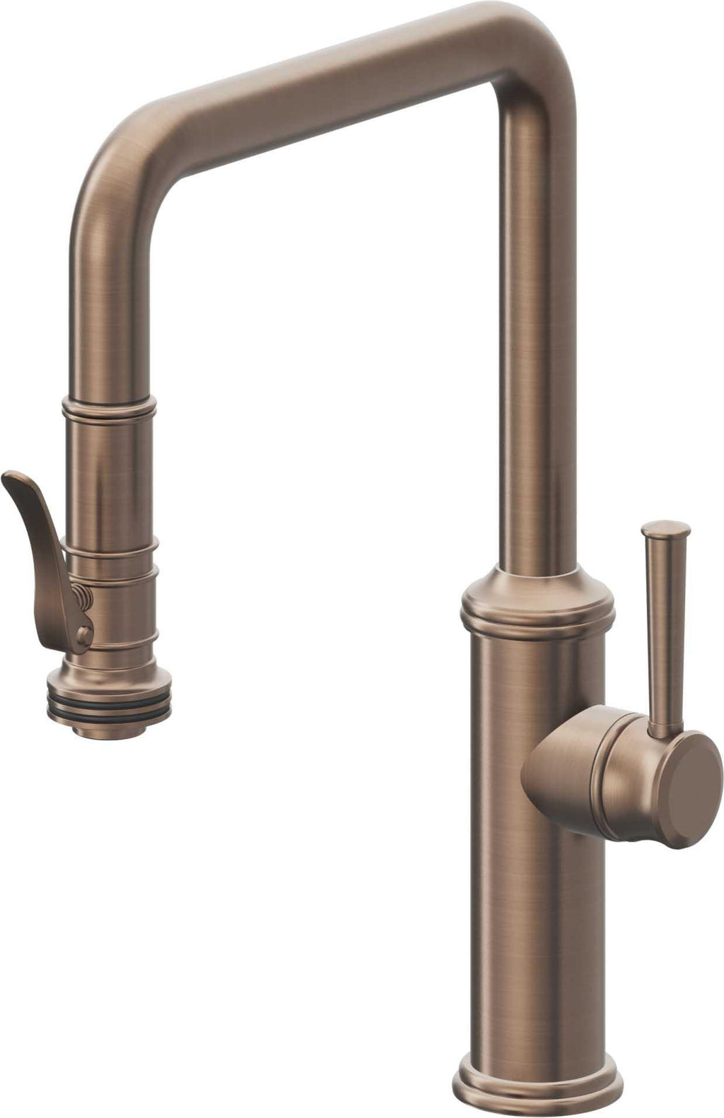 California Faucets Davoli Llave de Cocina Extraíble Tradicional - Surtidor Quad - Bronce Satinado