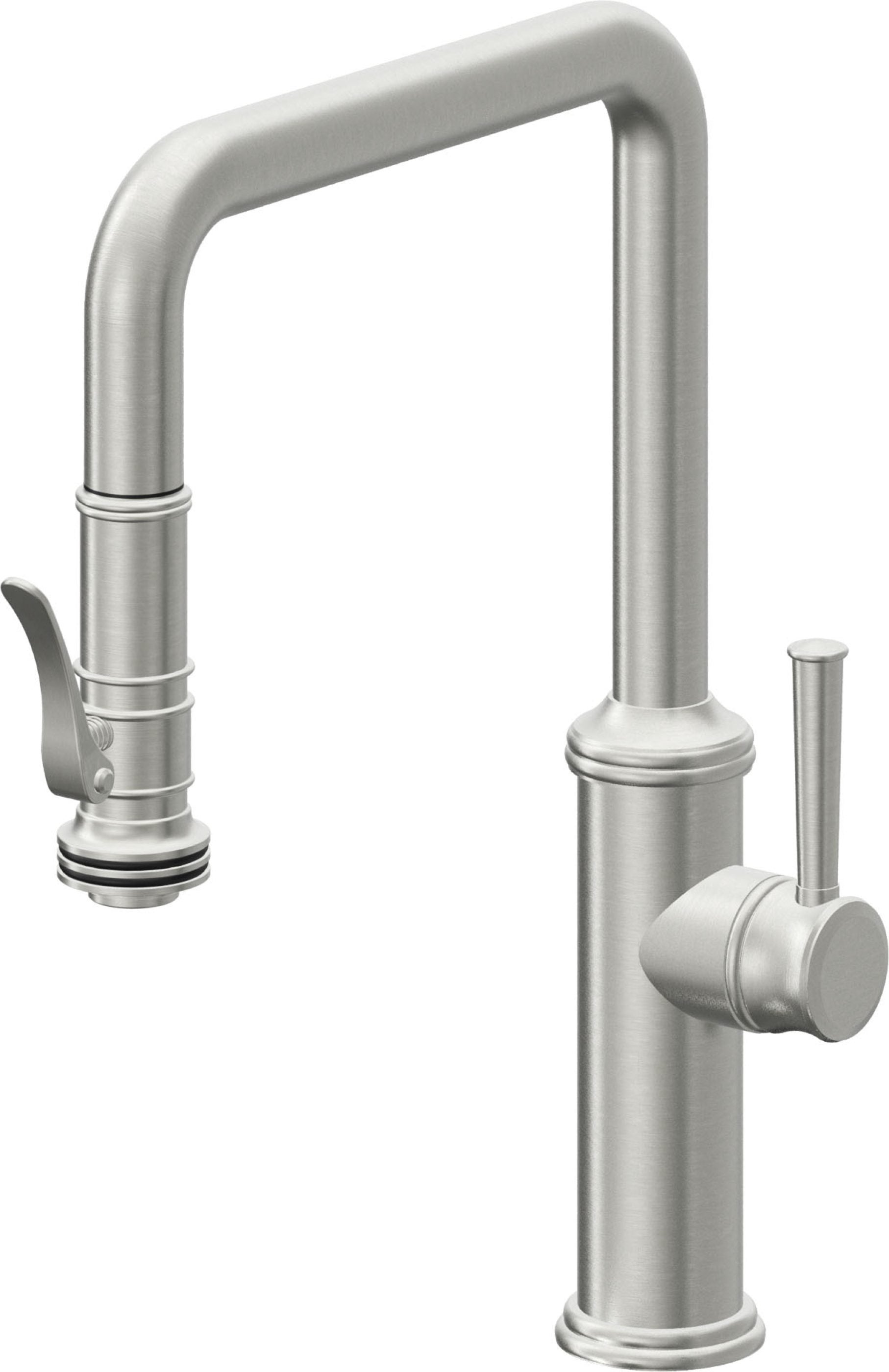 California Faucets Davoli Llave de Cocina Extraíble Tradicional - Surtidor Quad - Cromo Satinado