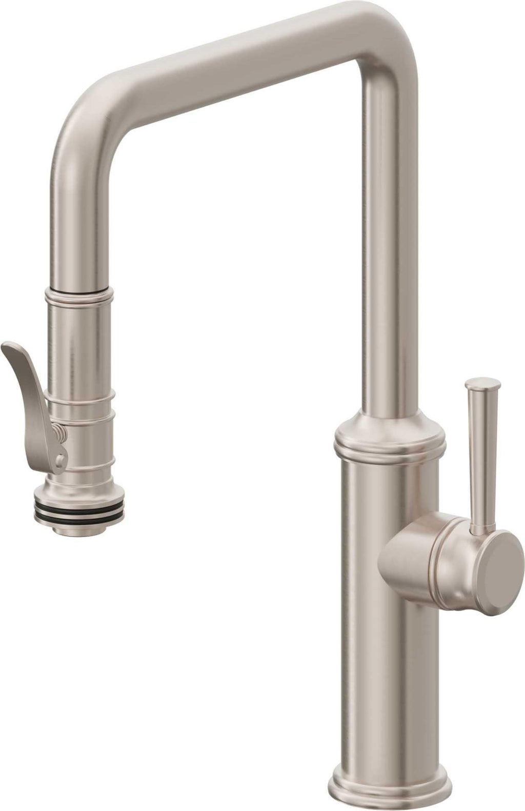 California Faucets Davoli Llave de Cocina Extraíble Tradicional - Surtidor Quad - Níquel Satinado