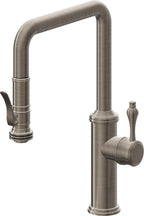 California Faucets Davoli Llave de Cocina Extraíble Tradicional - Surtidor Quad - Níquel Antiguo Mate