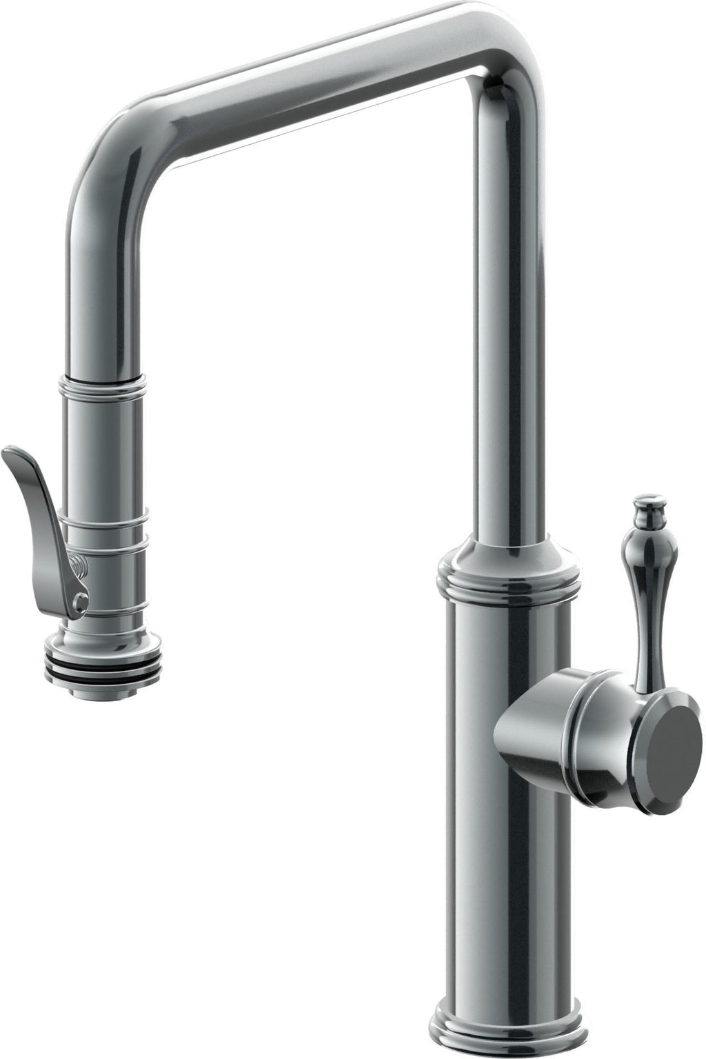 California Faucets Davoli Llave de Cocina Extraíble Tradicional - Surtidor Quad - Níquel Negro