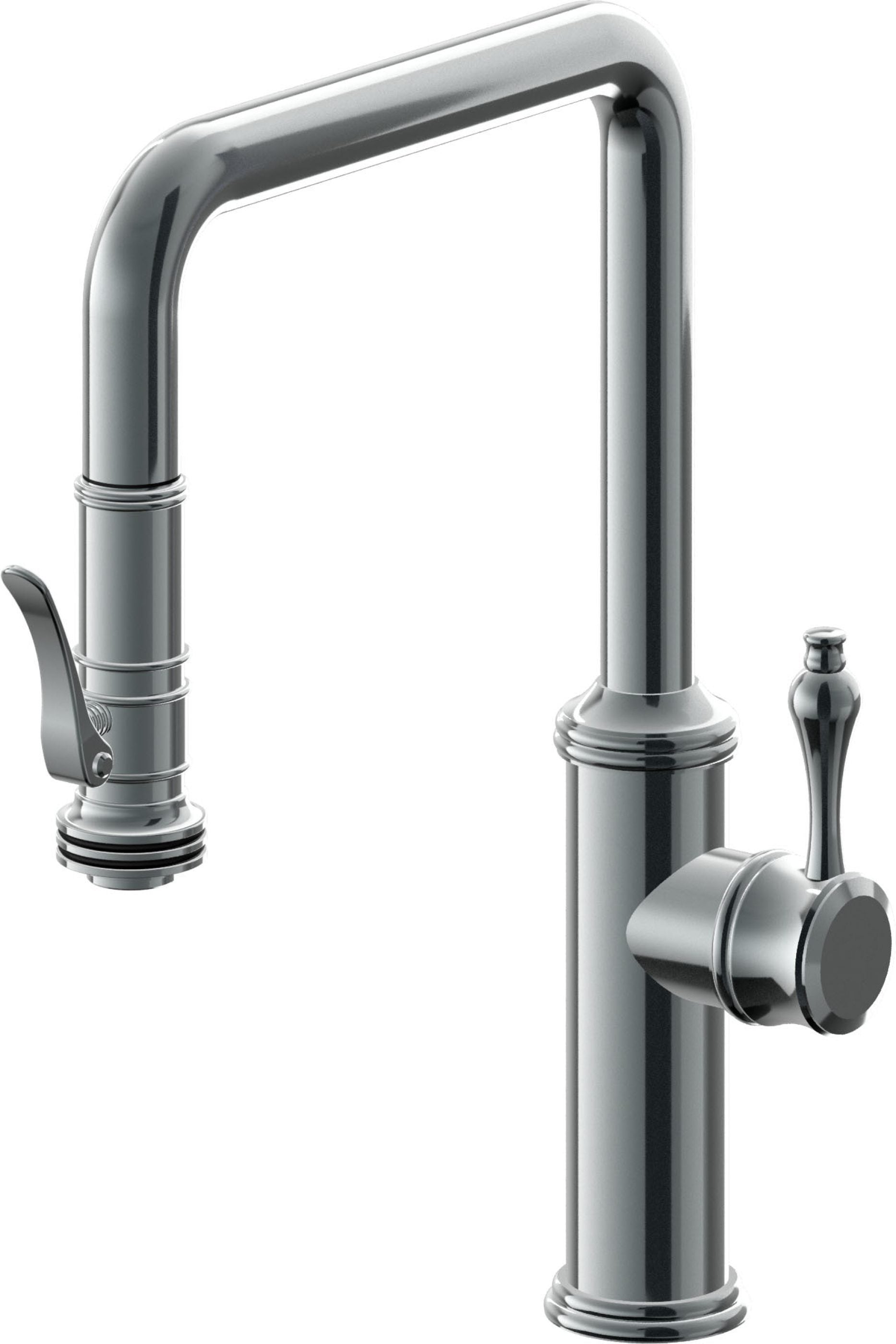 California Faucets Davoli Llave de Cocina Extraíble Tradicional - Surtidor Quad - Níquel Negro