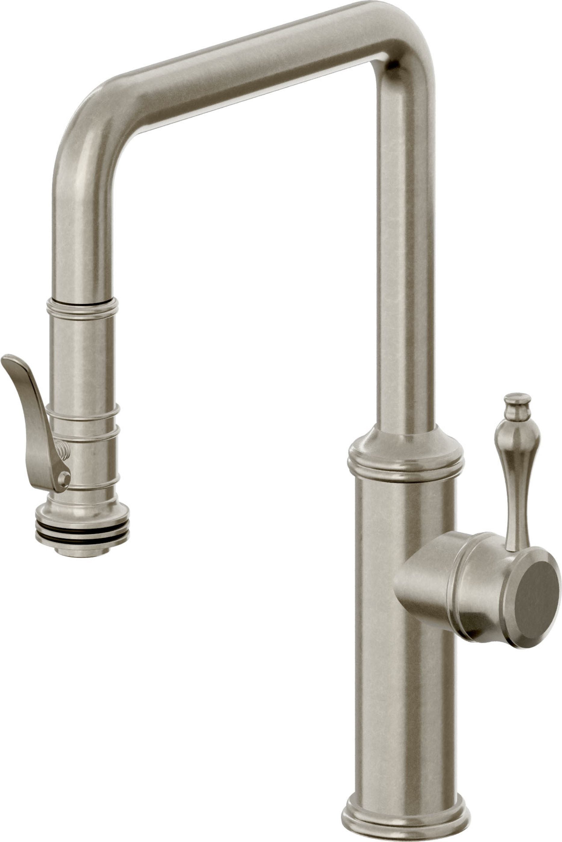 California Faucets Davoli Llave de Cocina Extraíble Tradicional - Surtidor Quad - Níquel Bruñido
