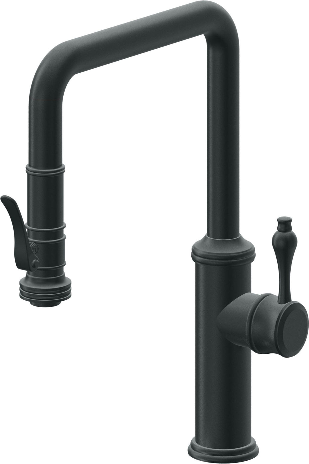 California Faucets Davoli Llave de Cocina Extraíble Tradicional - Surtidor Quad - Carbón