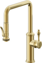 California Faucets Davoli Llave de Cocina Extraíble Tradicional - Surtidor Quad - Oro Pulido de por Vida