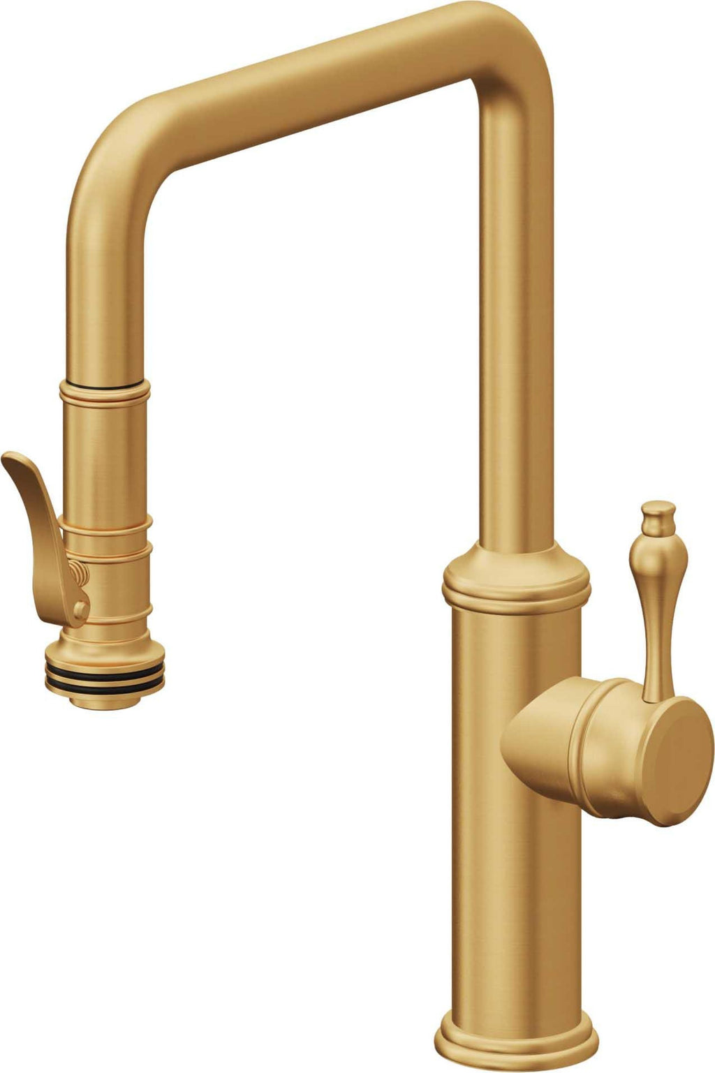 California Faucets Davoli Llave de Cocina Extraíble Tradicional - Surtidor Quad - Oro Satinado de por Vida