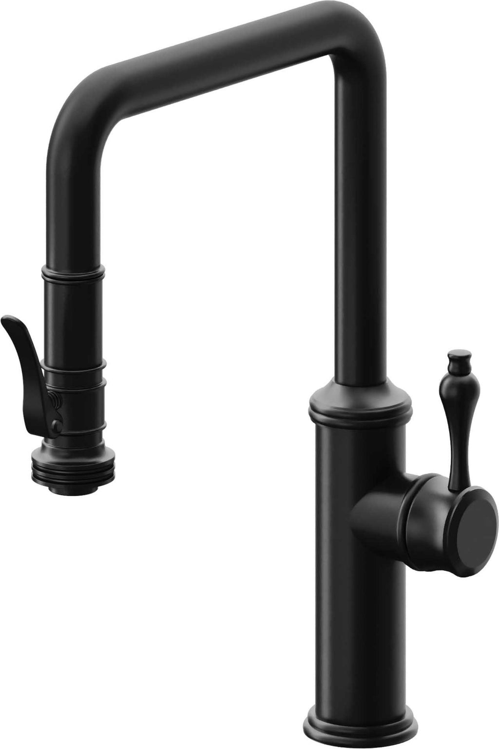 California Faucets Davoli Llave de Cocina Extraíble Tradicional - Surtidor Quad - Negro Mate