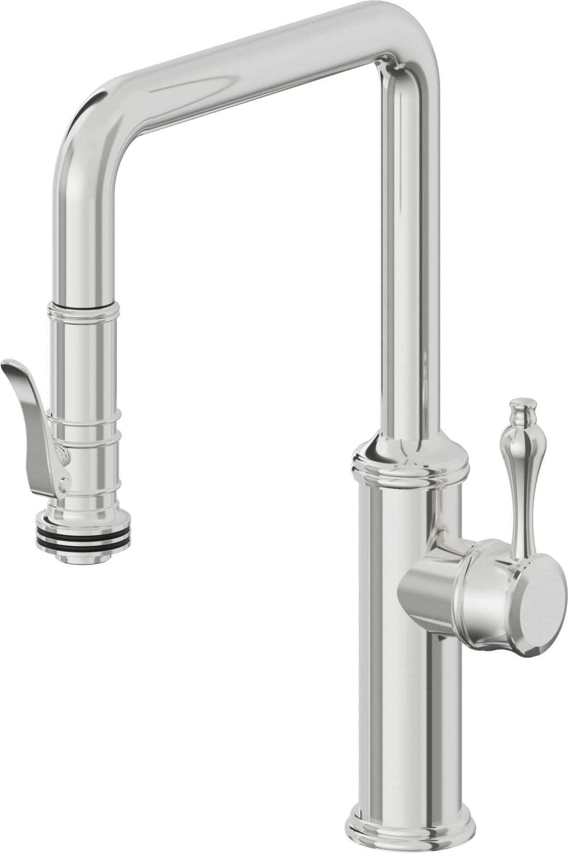 California Faucets Davoli Llave de Cocina Extraíble Tradicional - Surtidor Quad - Cromo Pulido