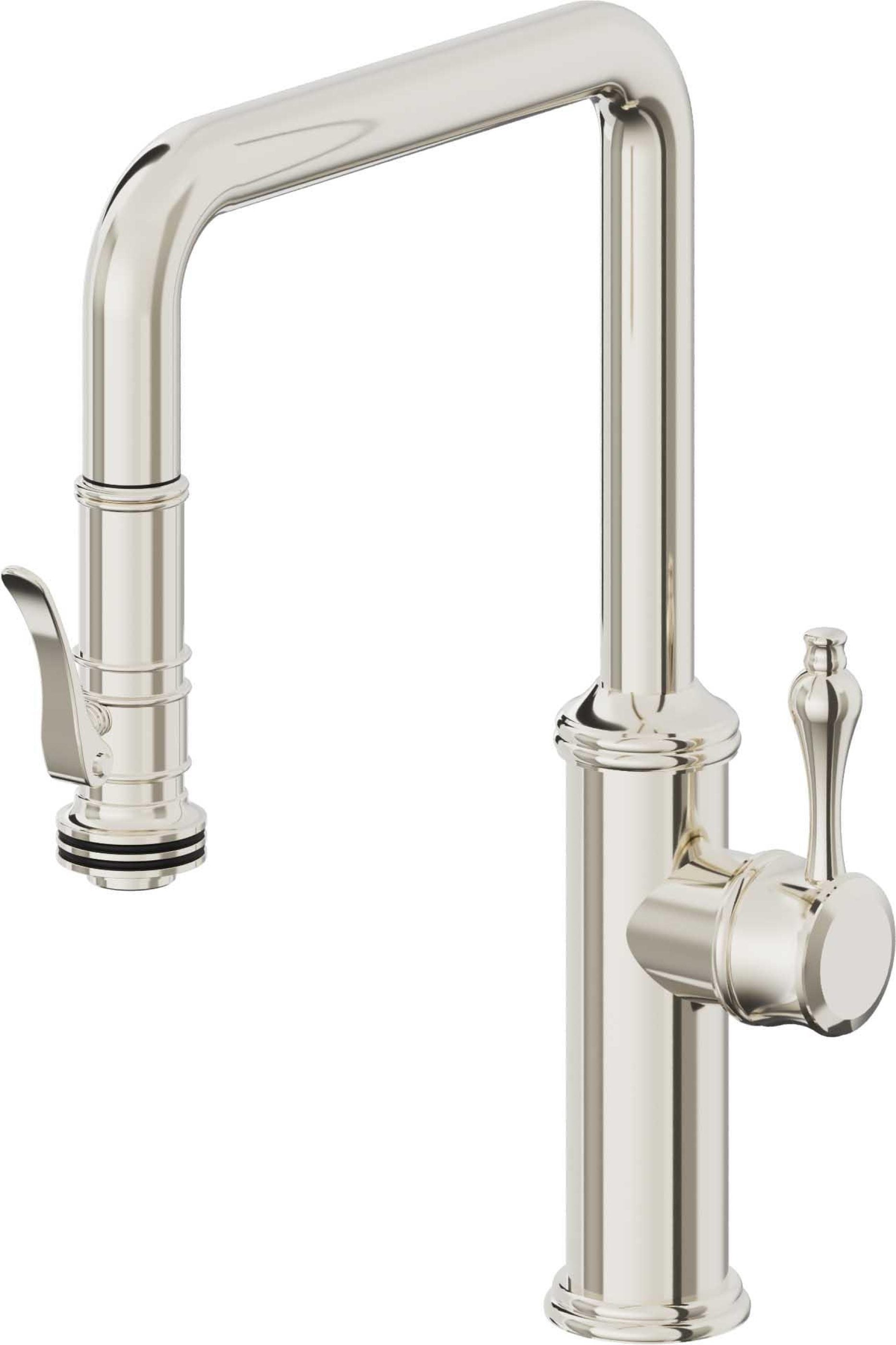 California Faucets Davoli Llave de Cocina Extraíble Tradicional - Surtidor Quad - Níquel Pulido