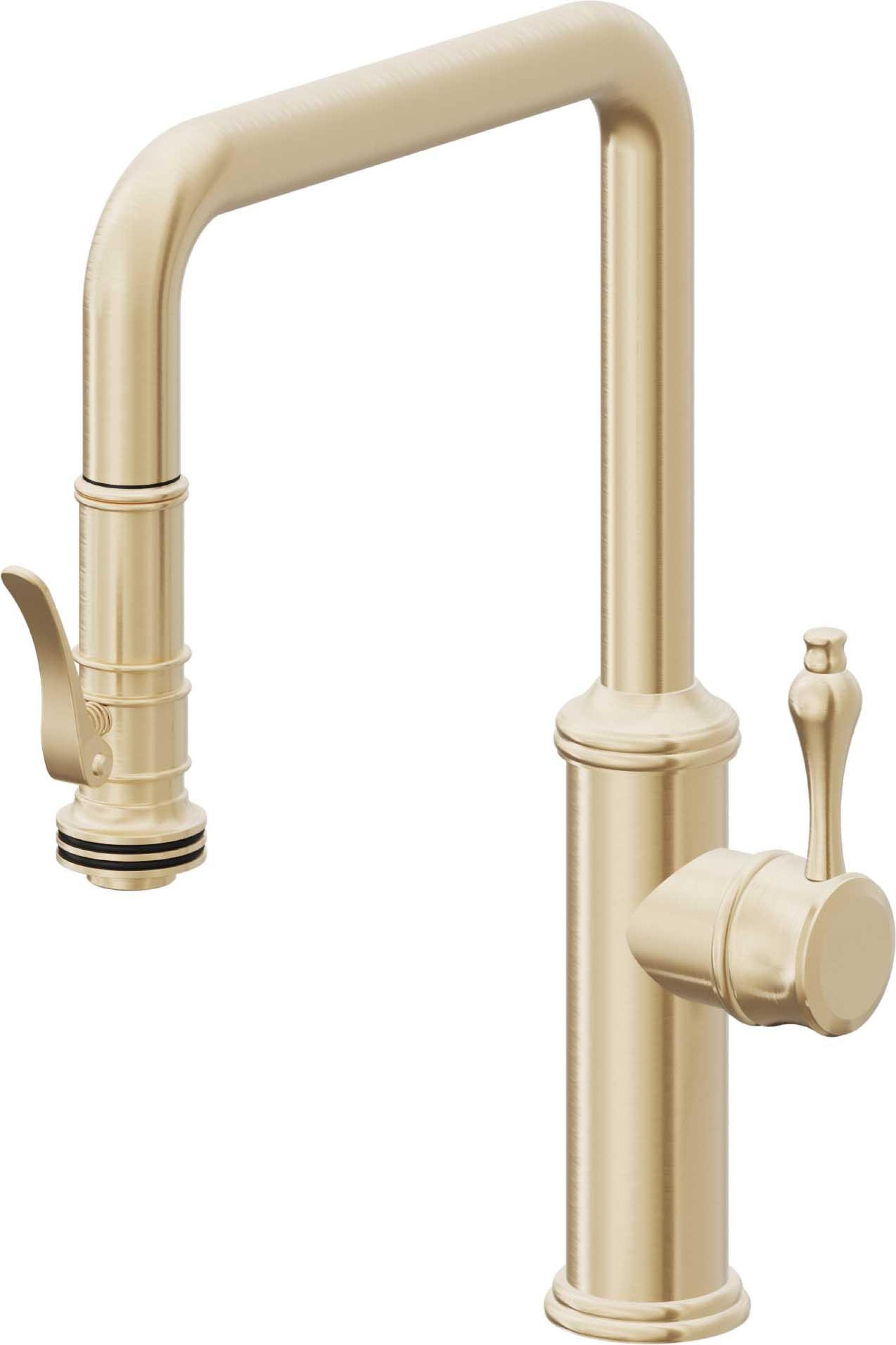 California Faucets Davoli Llave de Cocina Extraíble Tradicional - Surtidor Quad - Latón Satinado