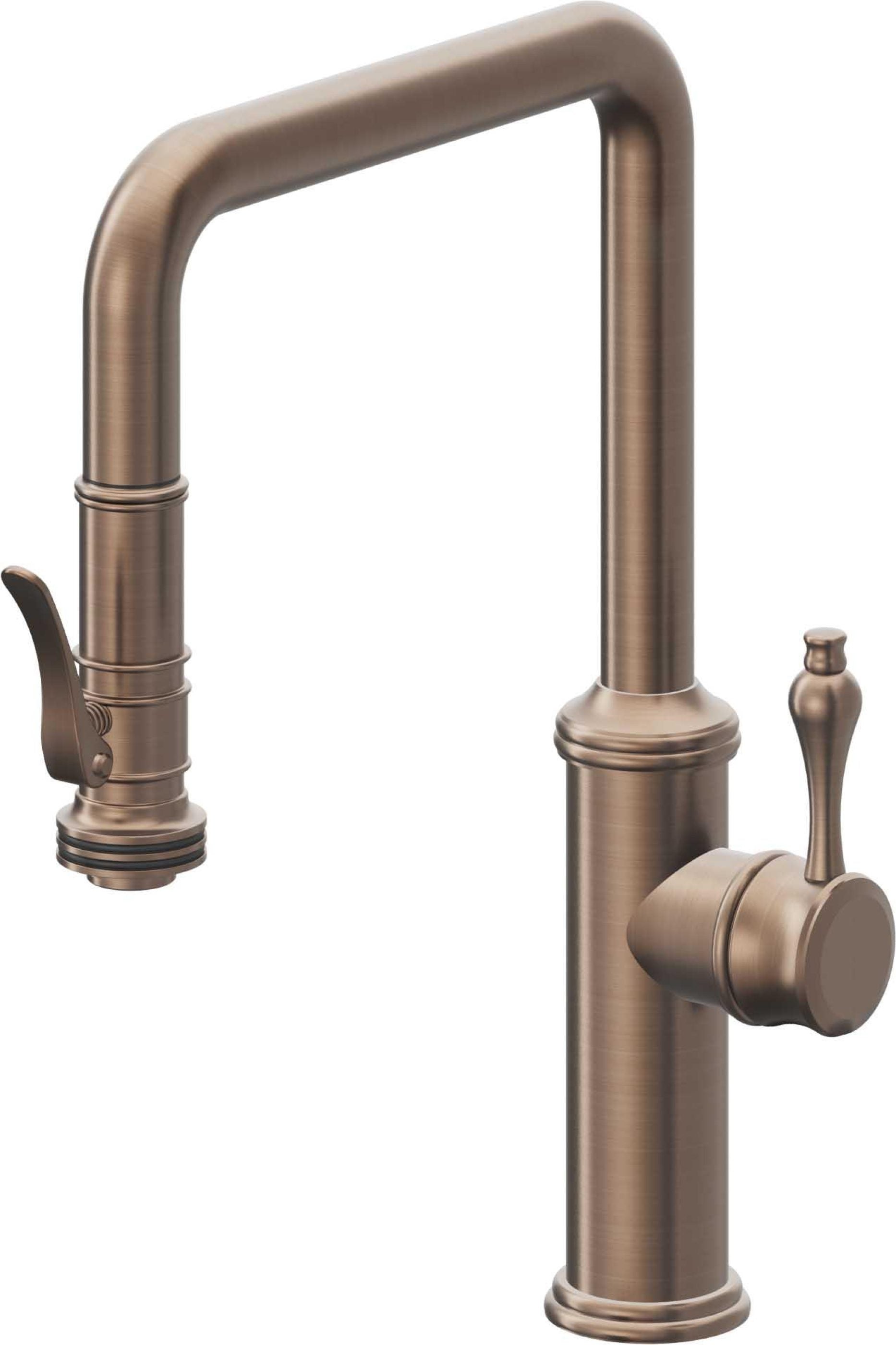 California Faucets Davoli Llave de Cocina Extraíble Tradicional - Surtidor Quad - Bronce Satinado