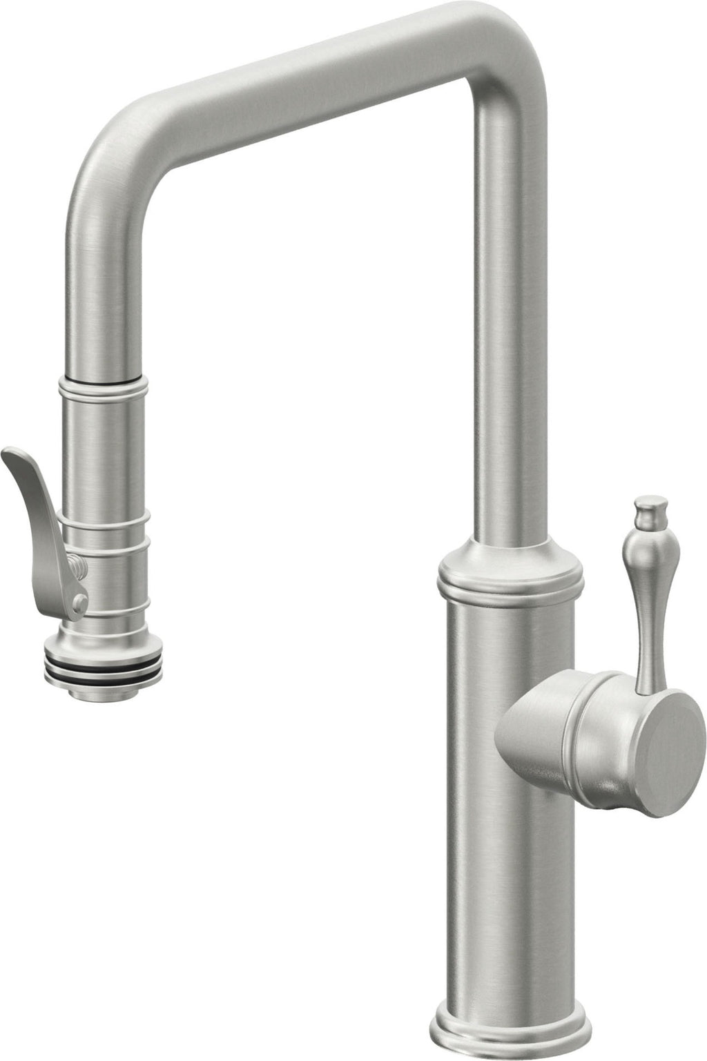 California Faucets Davoli Llave de Cocina Extraíble Tradicional - Surtidor Quad - Cromo Satinado