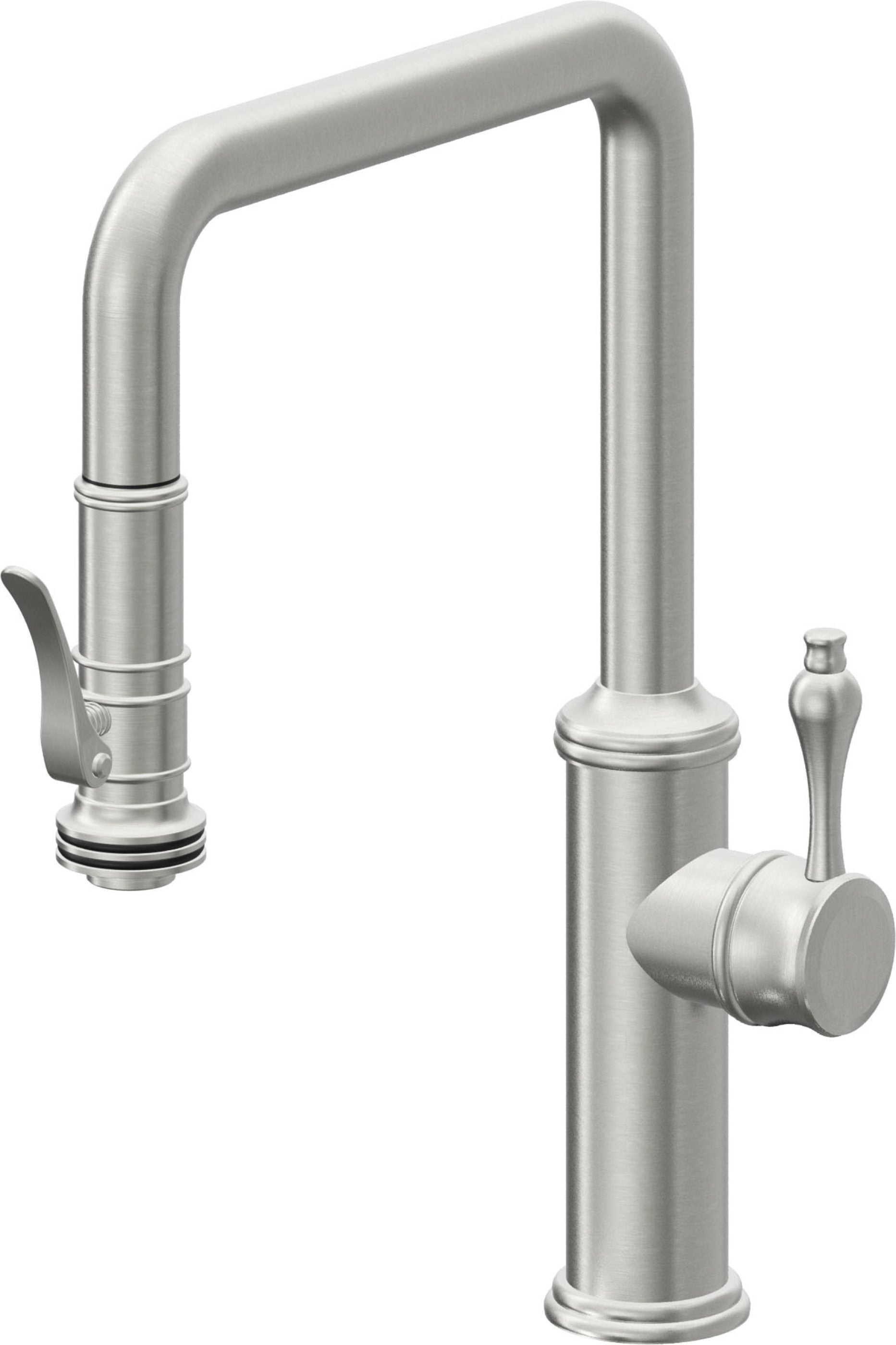 California Faucets Davoli Llave de Cocina Extraíble Tradicional - Surtidor Quad - Cromo Satinado