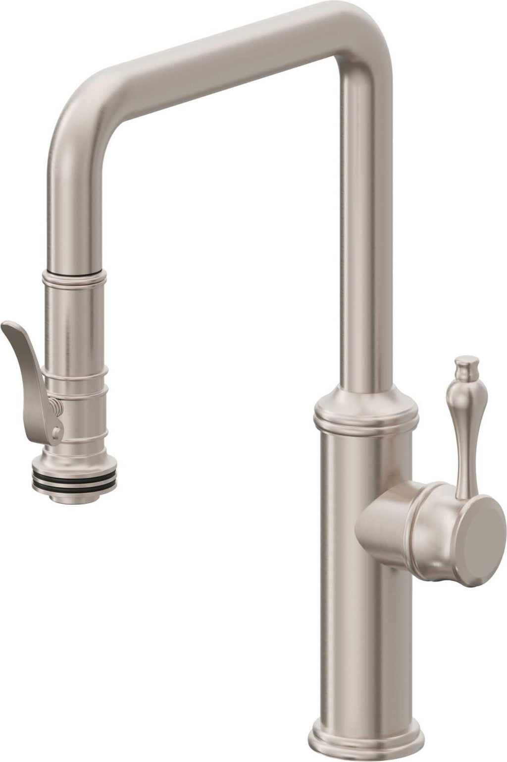 California Faucets Davoli Llave de Cocina Extraíble Tradicional - Surtidor Quad - Níquel Satinado