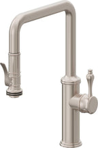 California Faucets Davoli Llave de Cocina Extraíble Tradicional - Surtidor Quad - Níquel Satinado