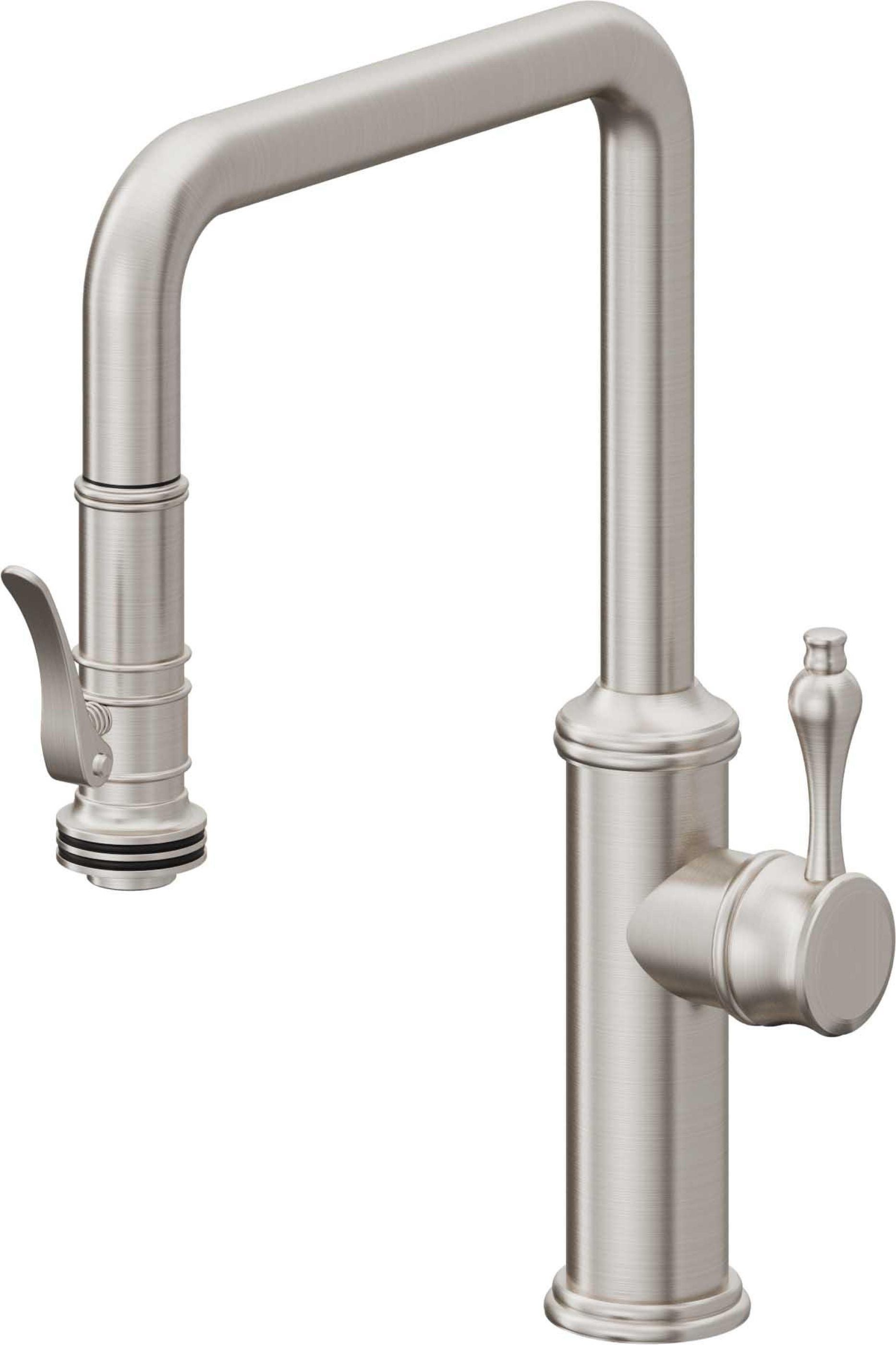 California Faucets Davoli Llave de Cocina Extraíble Tradicional - Surtidor Quad - Acero Inoxidable Ultra